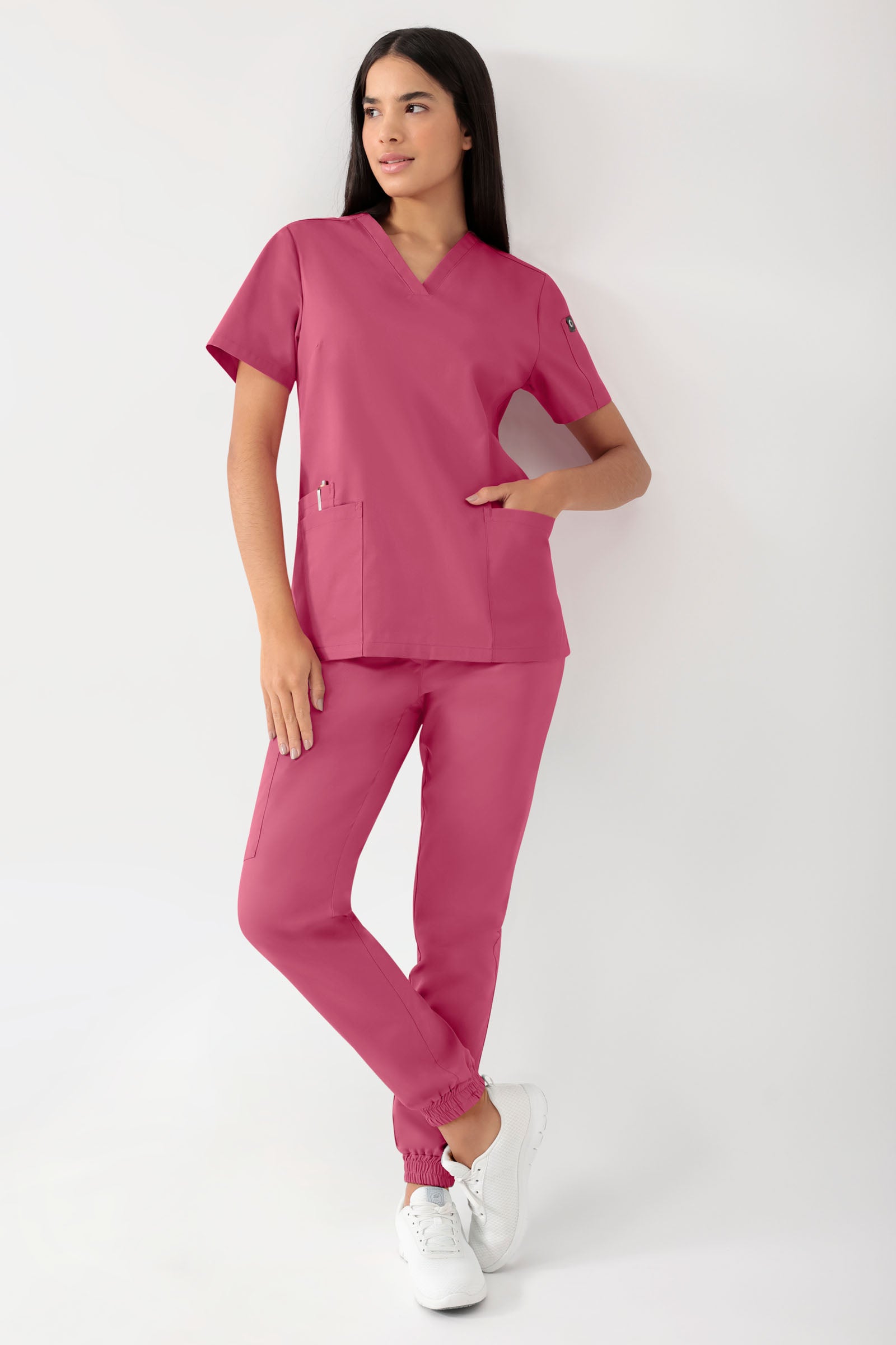 GREEN Stretch oversteektuniek dames - V-hals oud rose