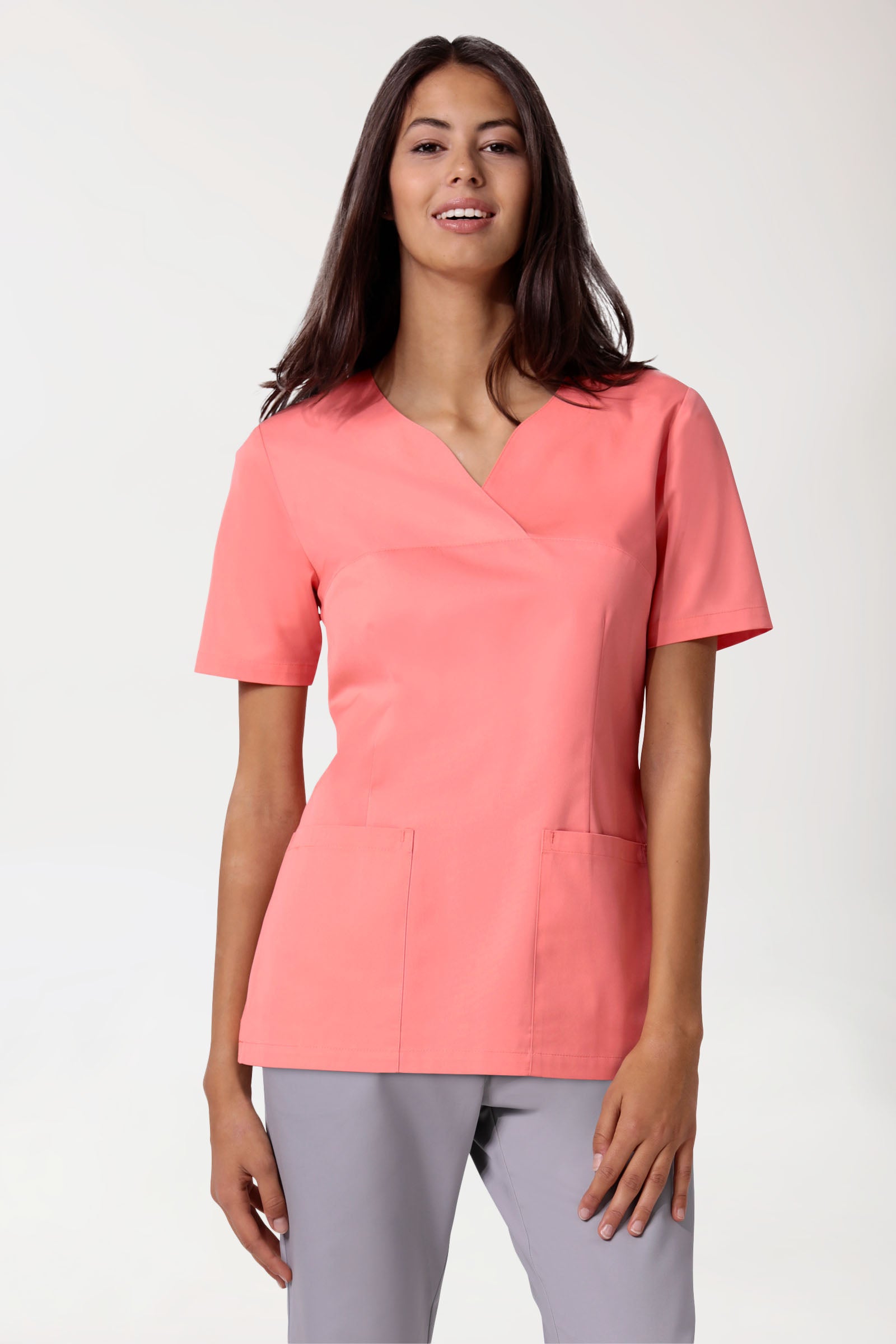 CORE oversteektuniek dames - hartvormige hals perzikrose