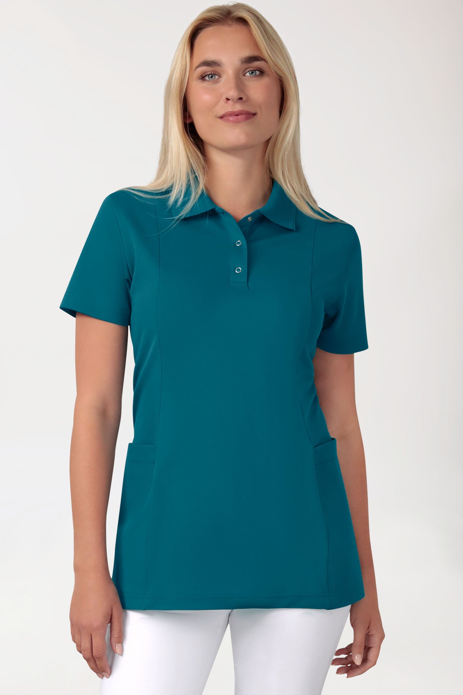 COMFY FLEX Stretch oversteektuniek dames - polokraag petrol