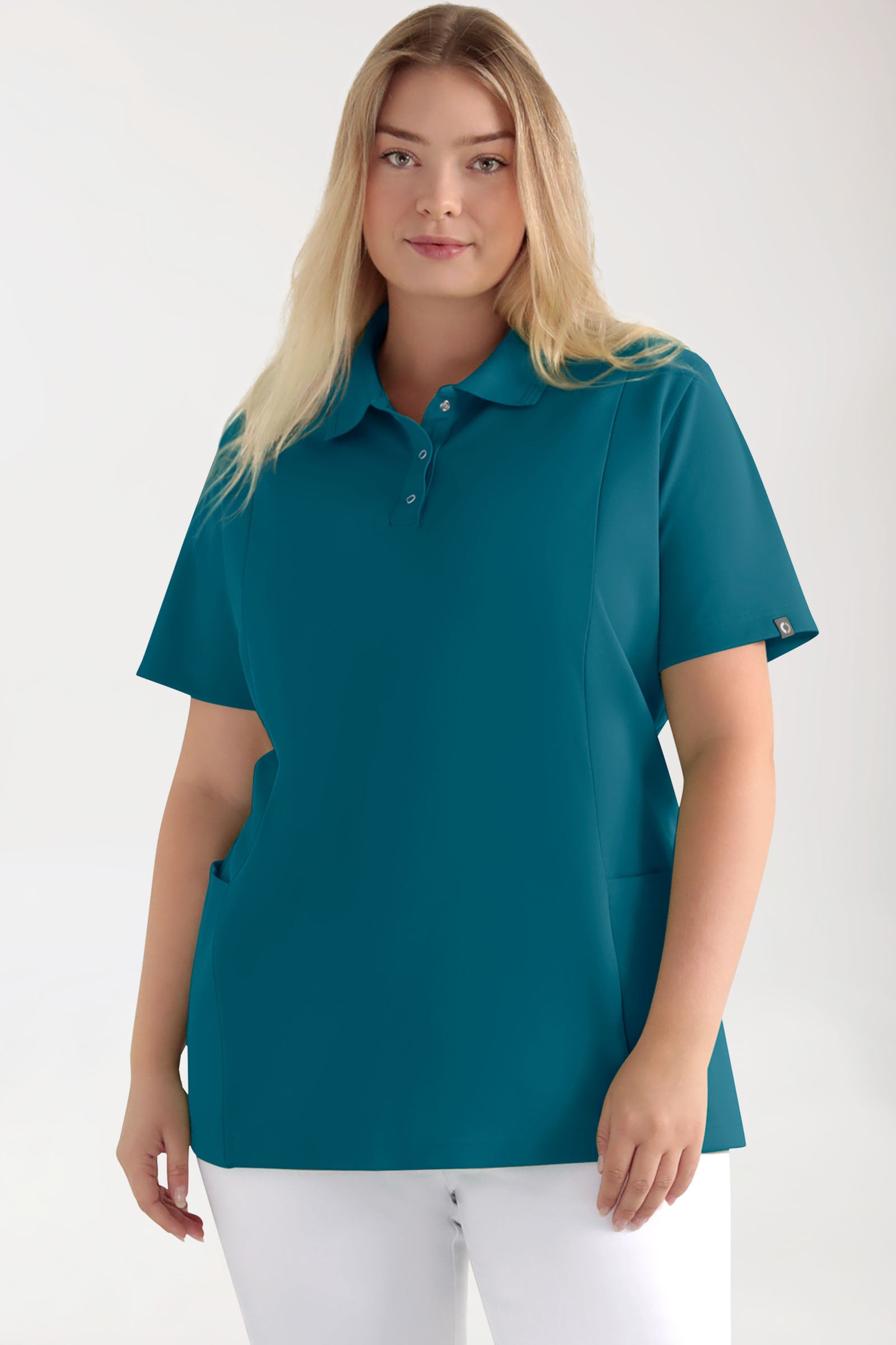 COMFY FLEX Stretch oversteektuniek dames - polokraag petrol