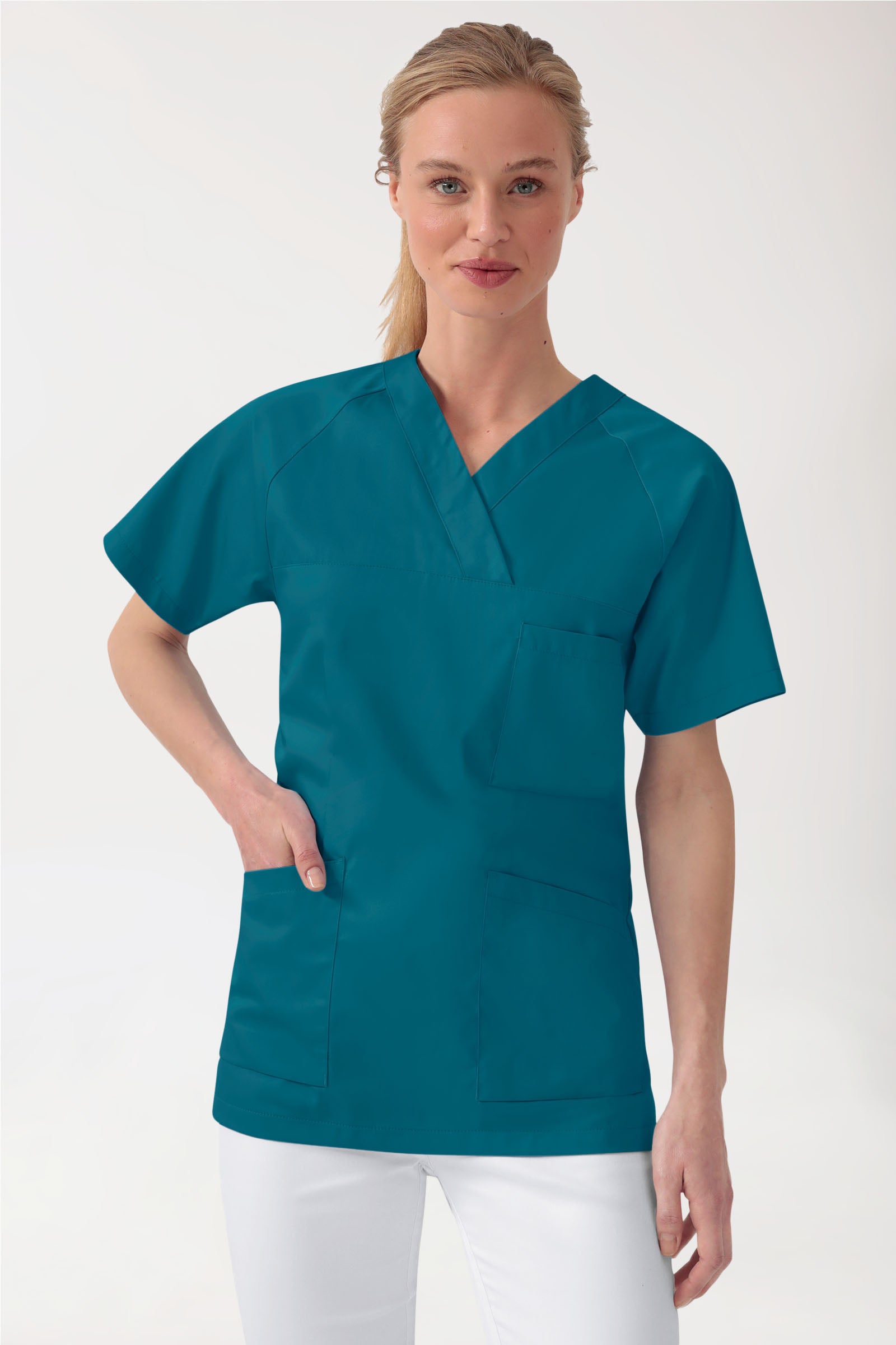 Damestuniek - V-hals petrol