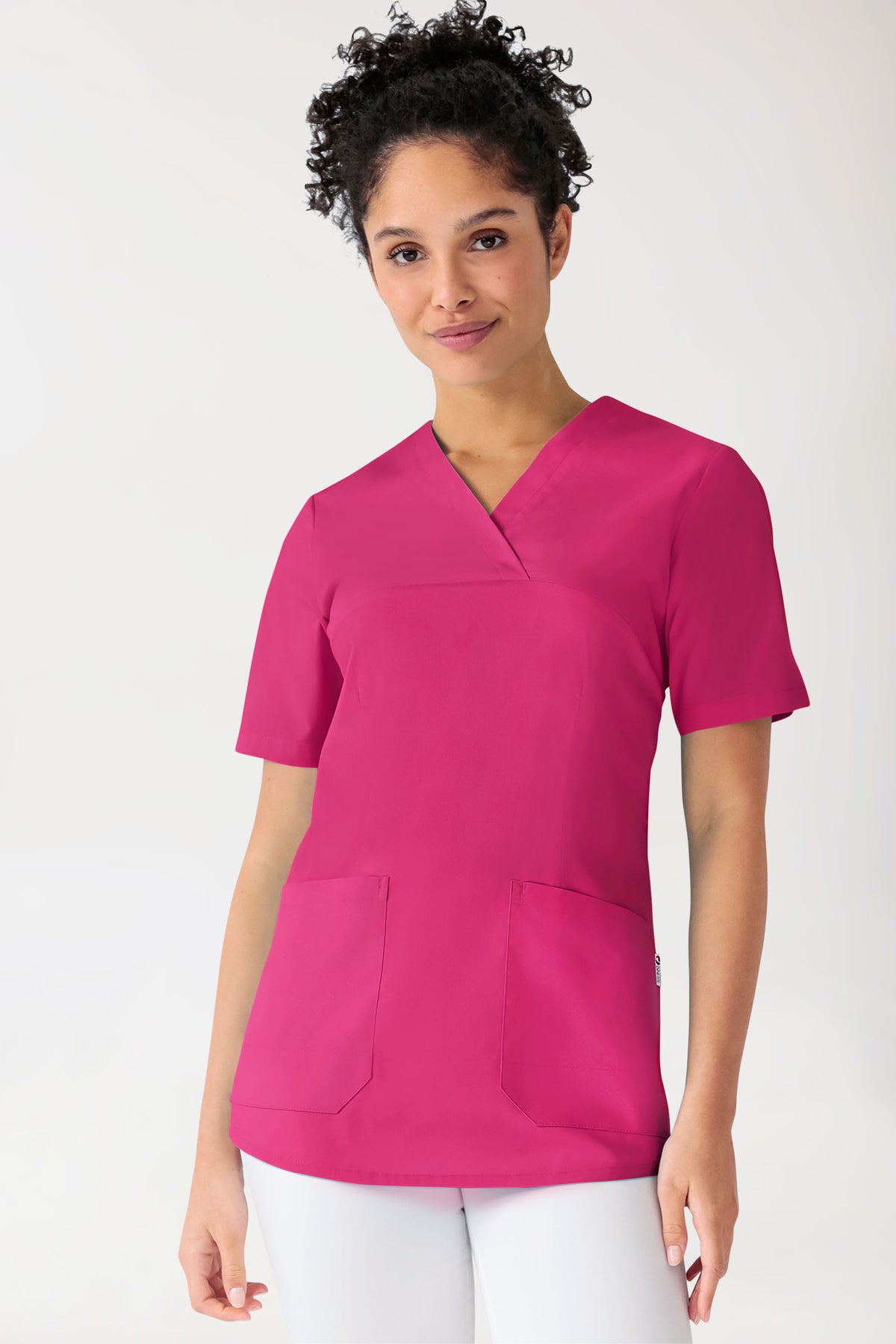 Stretch longshirt dames - V-hals pink