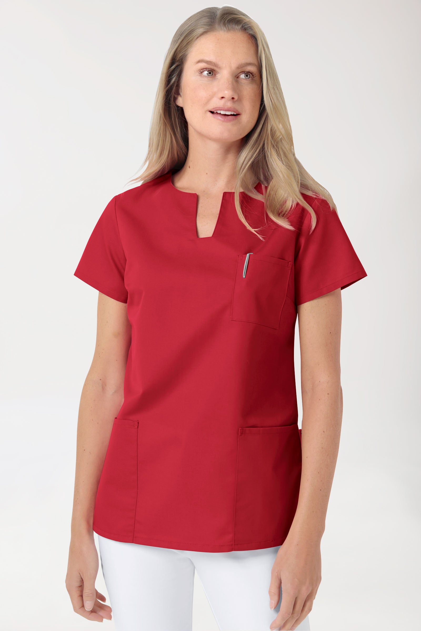 JUST STRONG oversteektuniek dames - hoekige hals rood