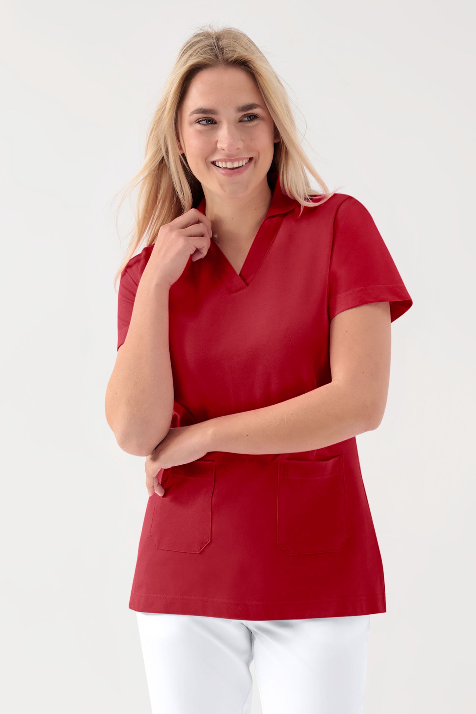 COMFY FLEX stretch oversteektuniek dames - sjaalkraag rood