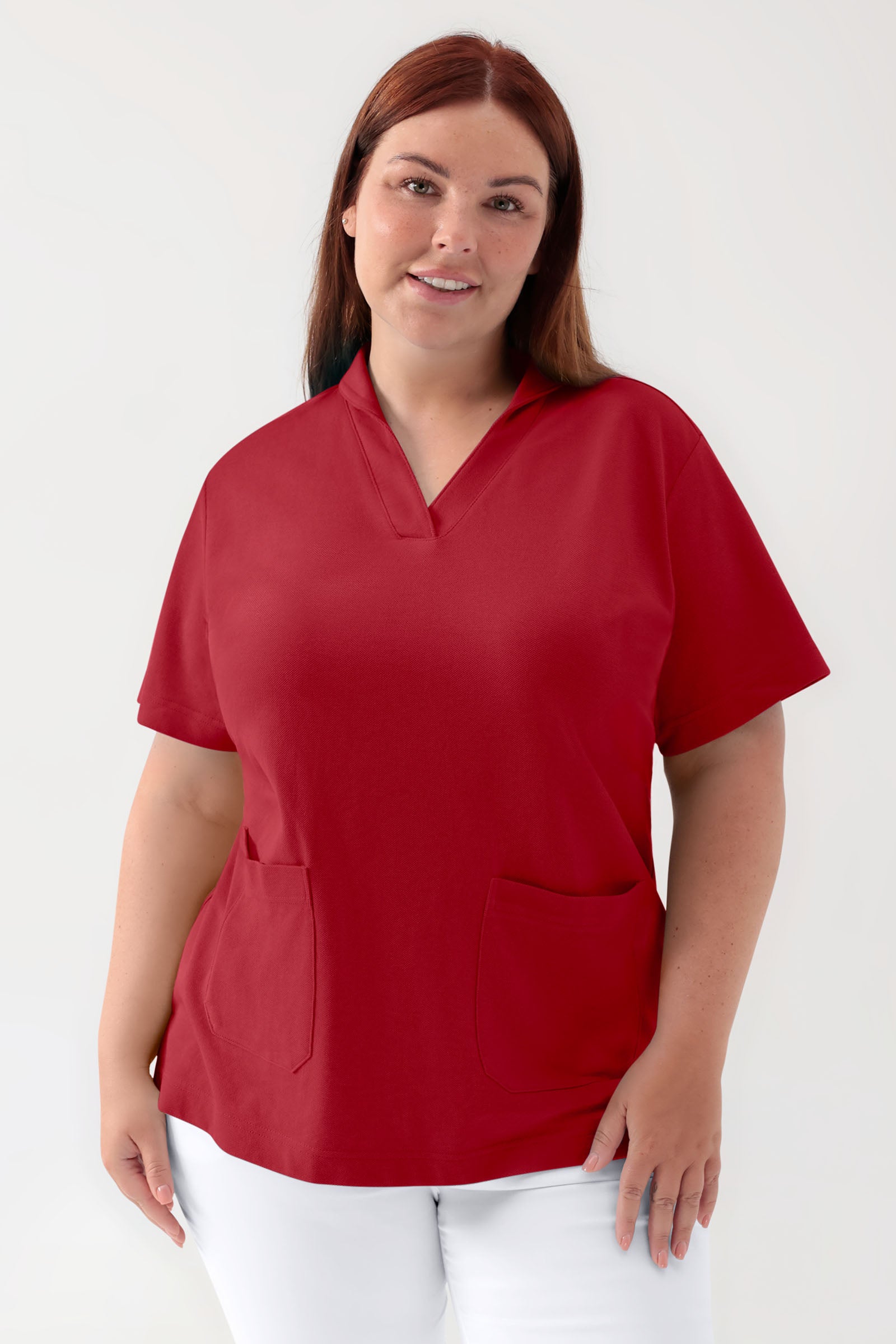 COMFY FLEX stretch oversteektuniek dames - sjaalkraag rood