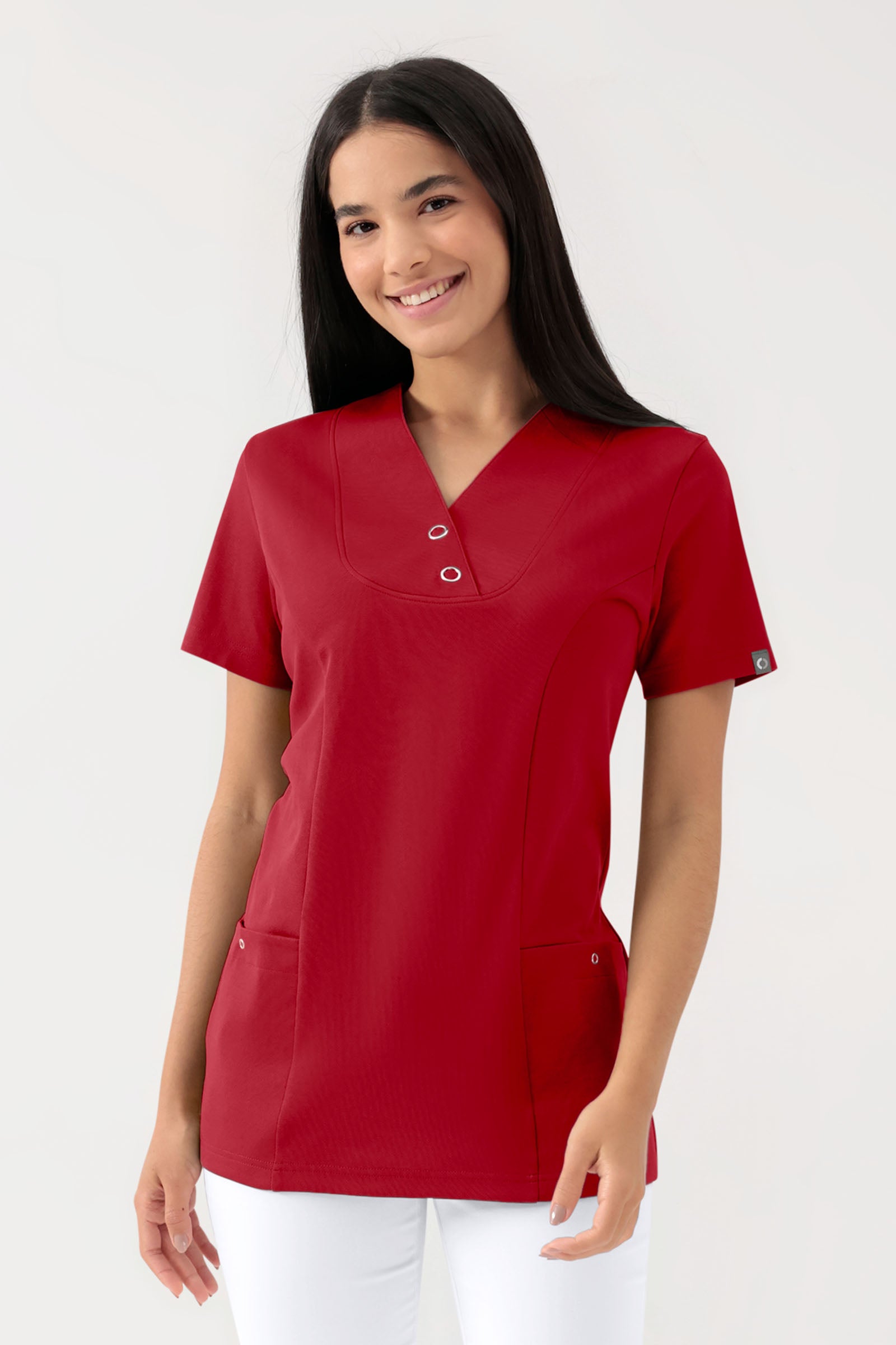 COMFY FLEX stretch oversteektuniek dames - met drukknopen rood