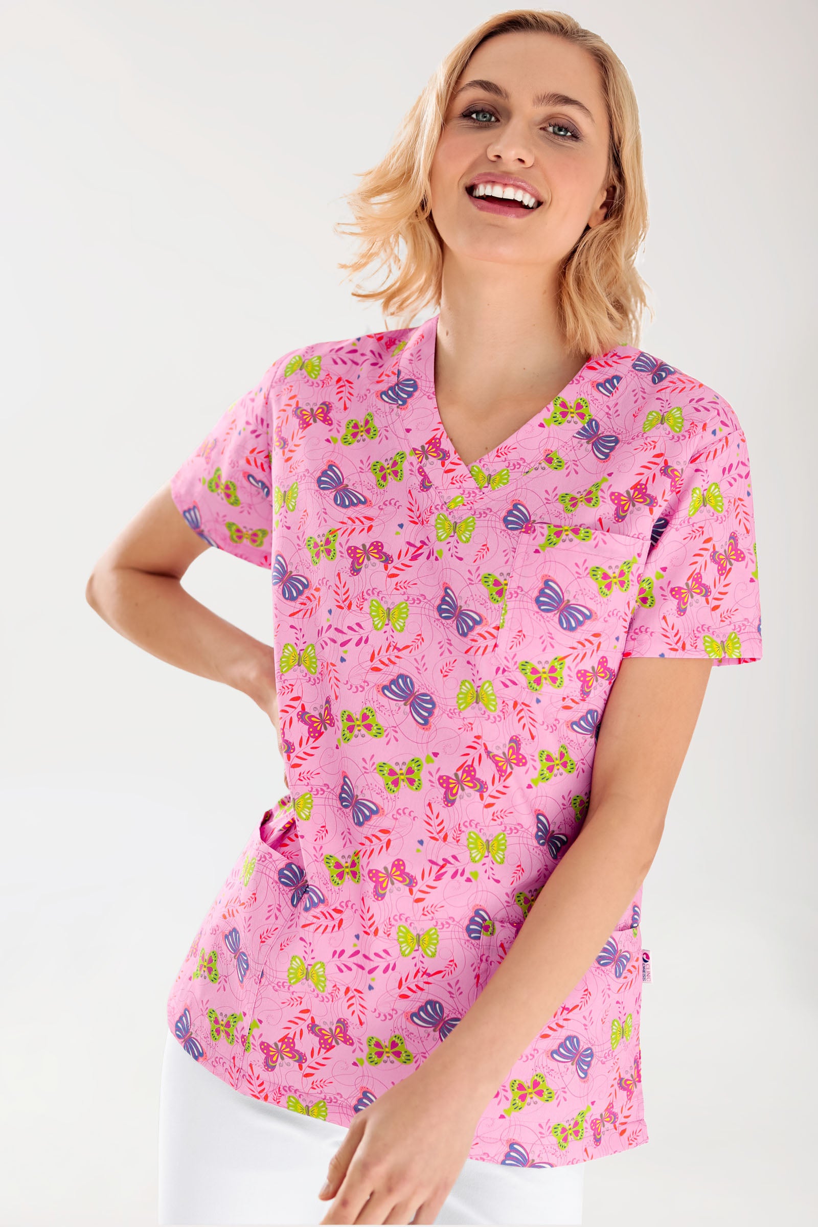 Lichte oversteektuniek - all-over print rosy pink/bont