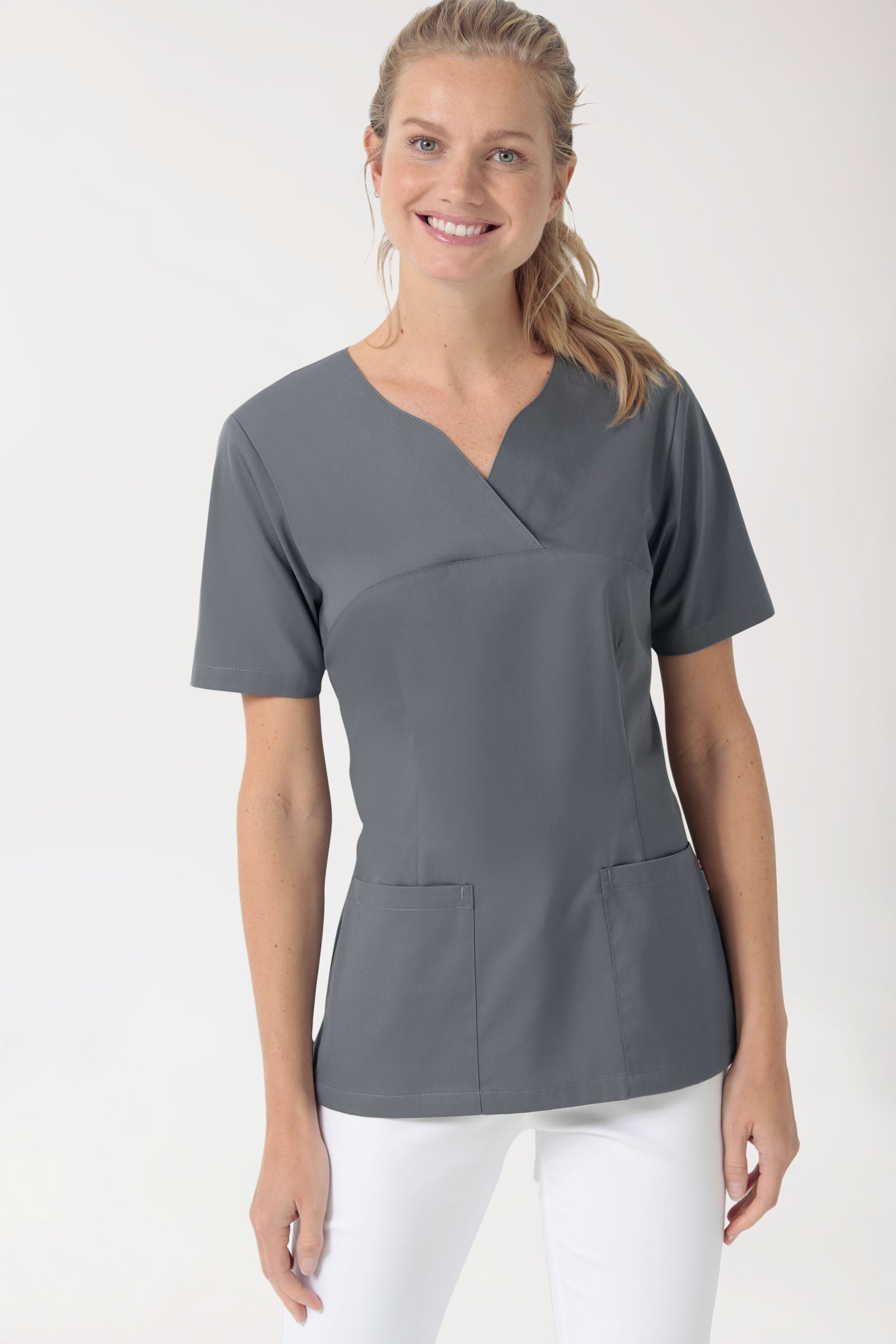 CORE oversteektuniek dames - hartvormige hals steengrijs