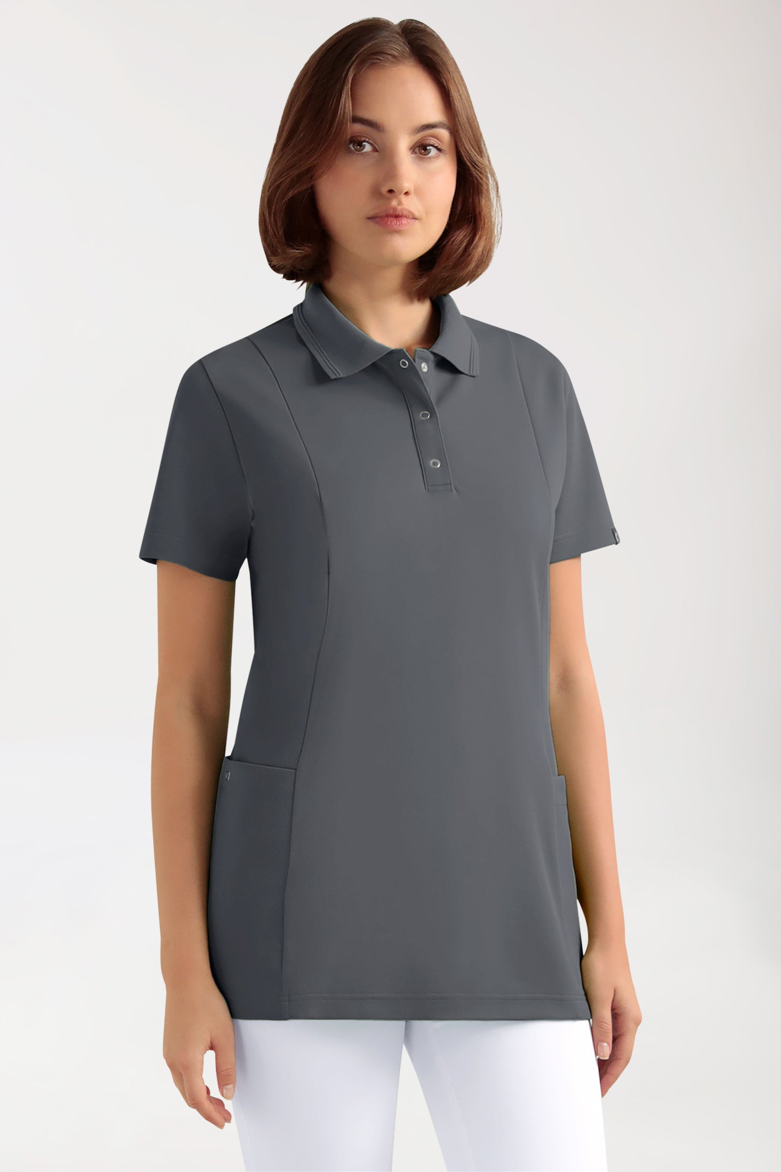 COMFY FLEX Stretch oversteektuniek dames - polokraag steengrijs