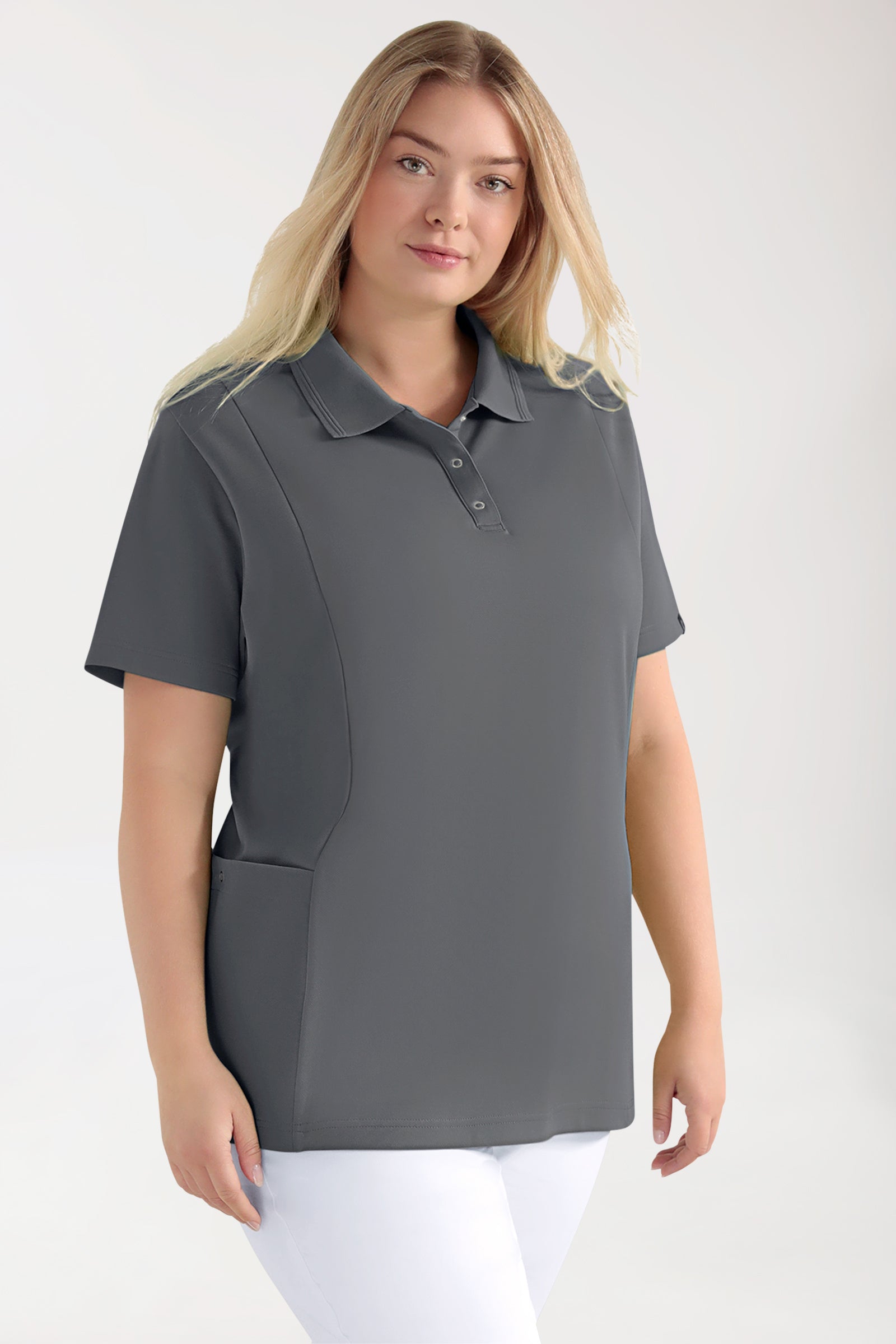 COMFY FLEX Stretch oversteektuniek dames - polokraag steengrijs