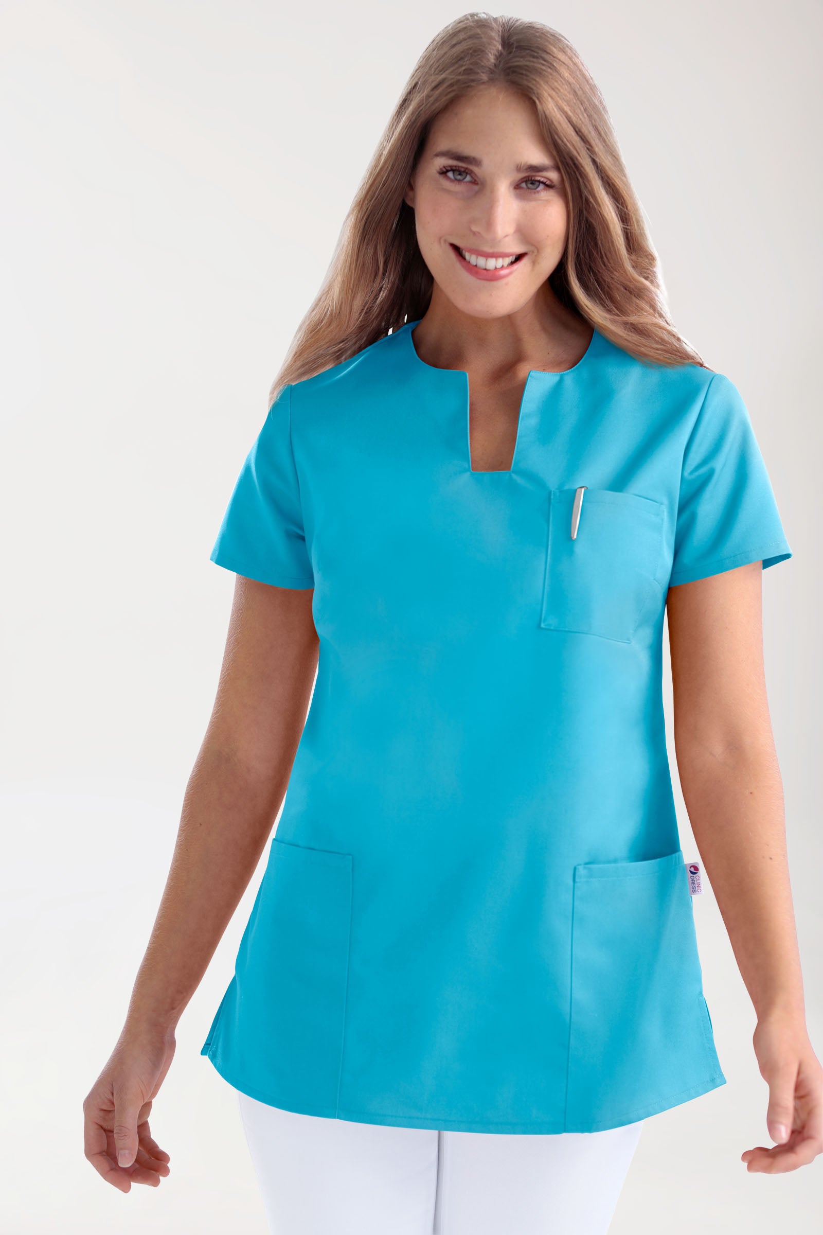 JUST STRONG oversteektuniek dames - hoekige hals turquoise