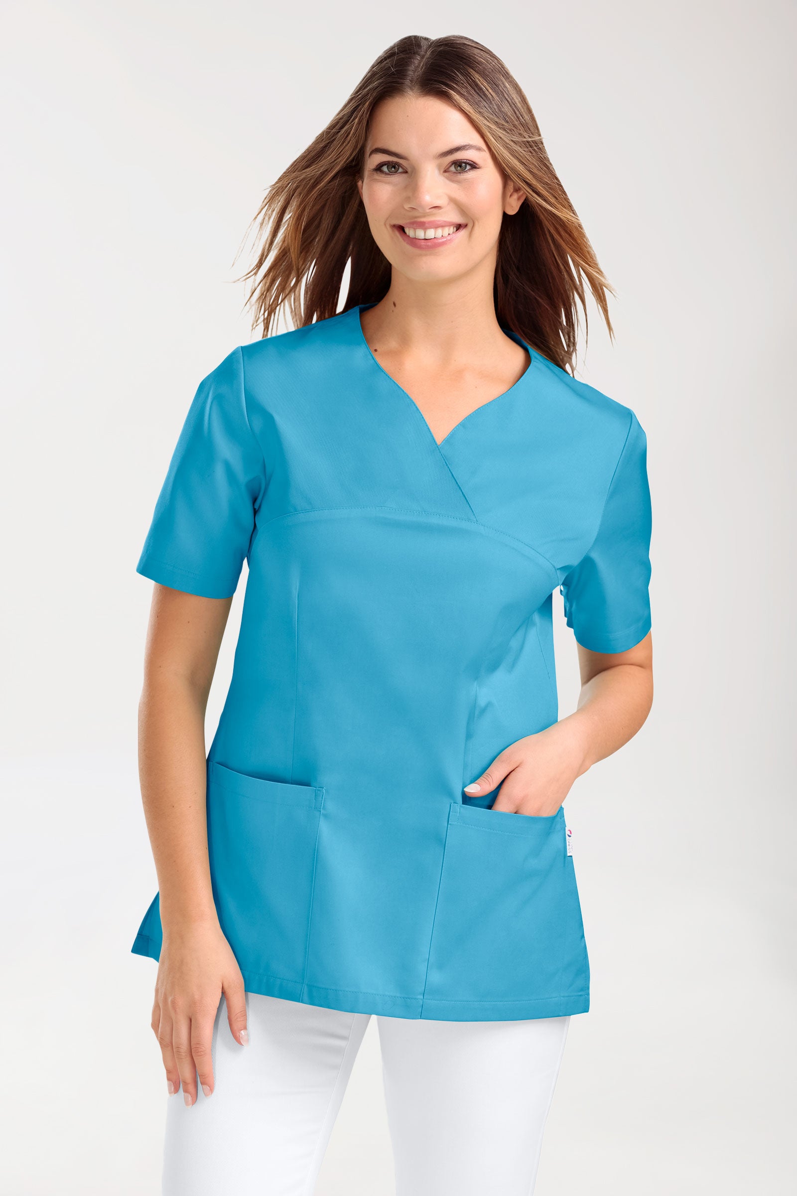 CORE oversteektuniek dames - hartvormige hals turquoise