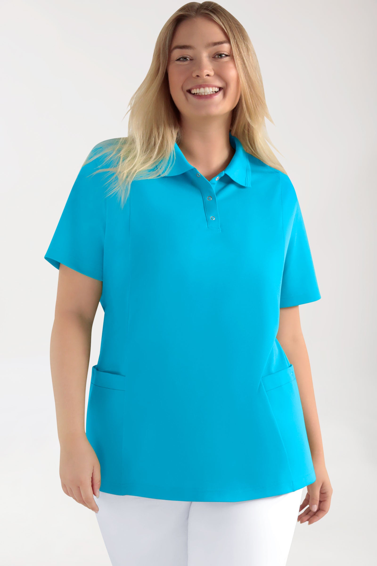 COMFY FLEX Stretch oversteektuniek dames - polokraag turquoise