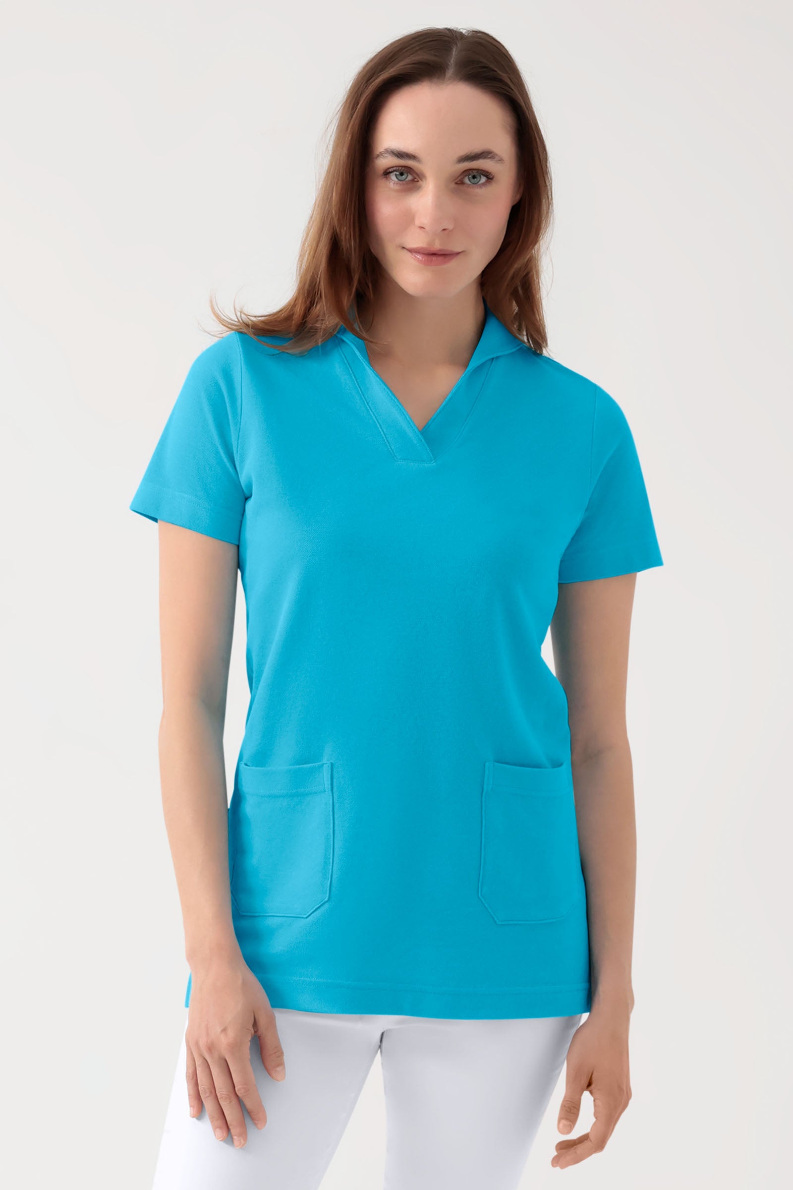 COMFY FLEX stretch oversteektuniek dames - sjaalkraag turquoise