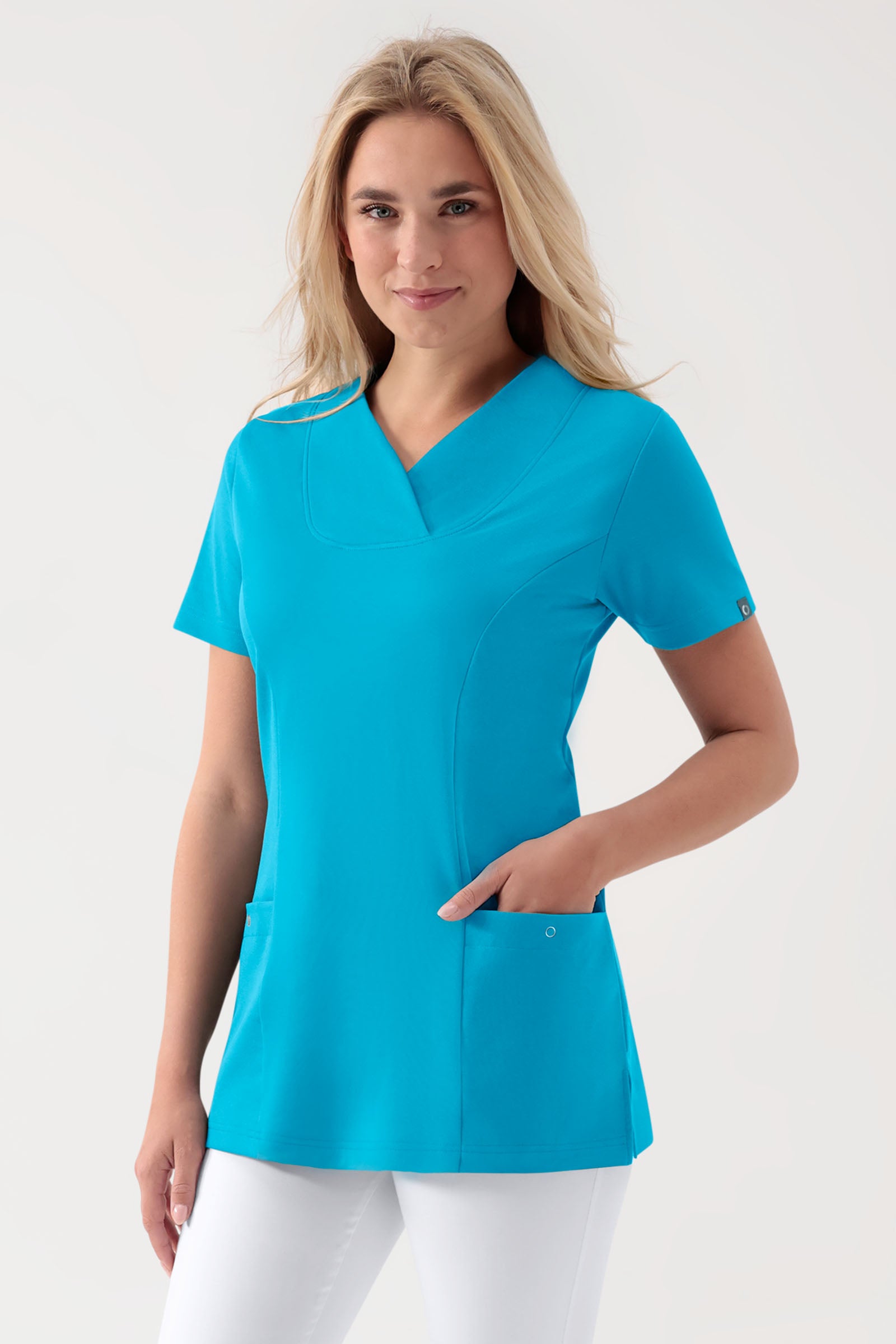 COMFY FLEX stretch oversteektuniek dames - hartvormige hals turquoise