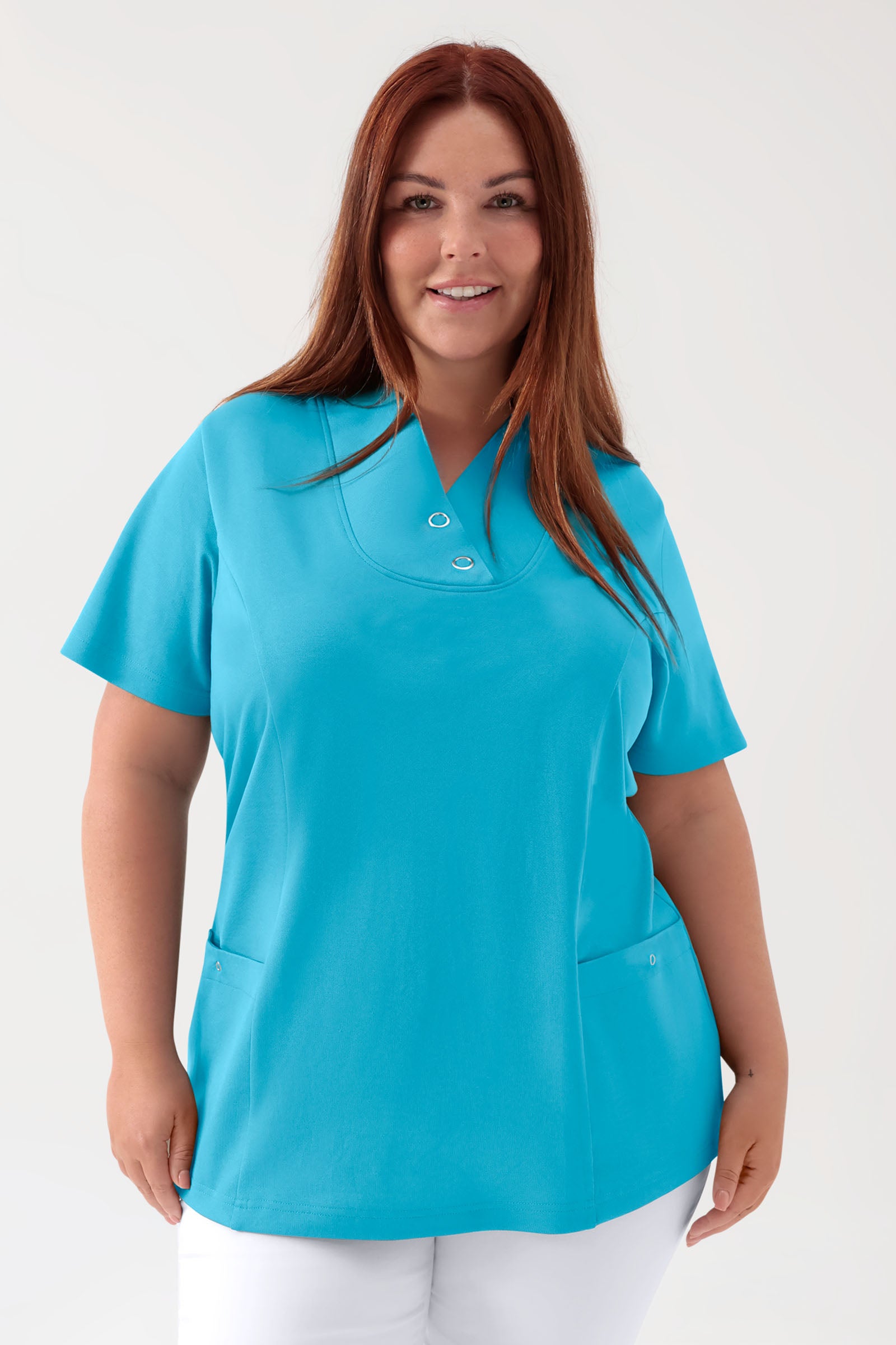 COMFY FLEX stretch oversteektuniek dames - met drukknopen turquoise