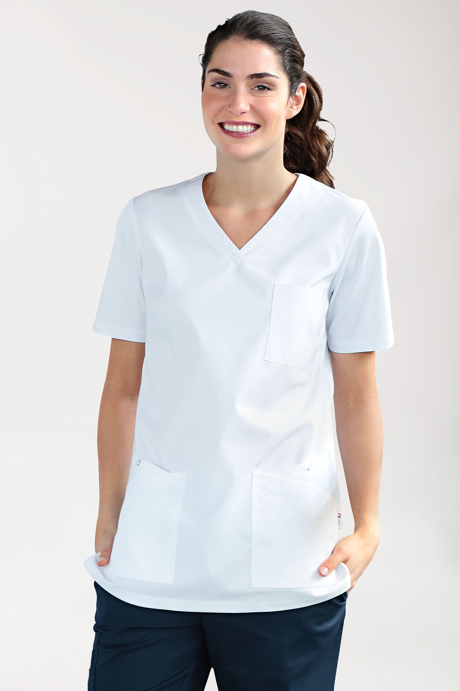 CLINIC STRETCH oversteektuniek dames - 1/2 mouw wit