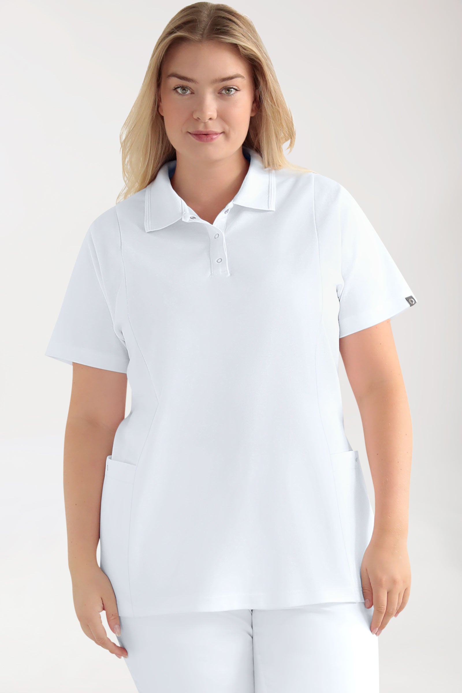 COMFY FLEX Stretch oversteektuniek dames - polokraag wit
