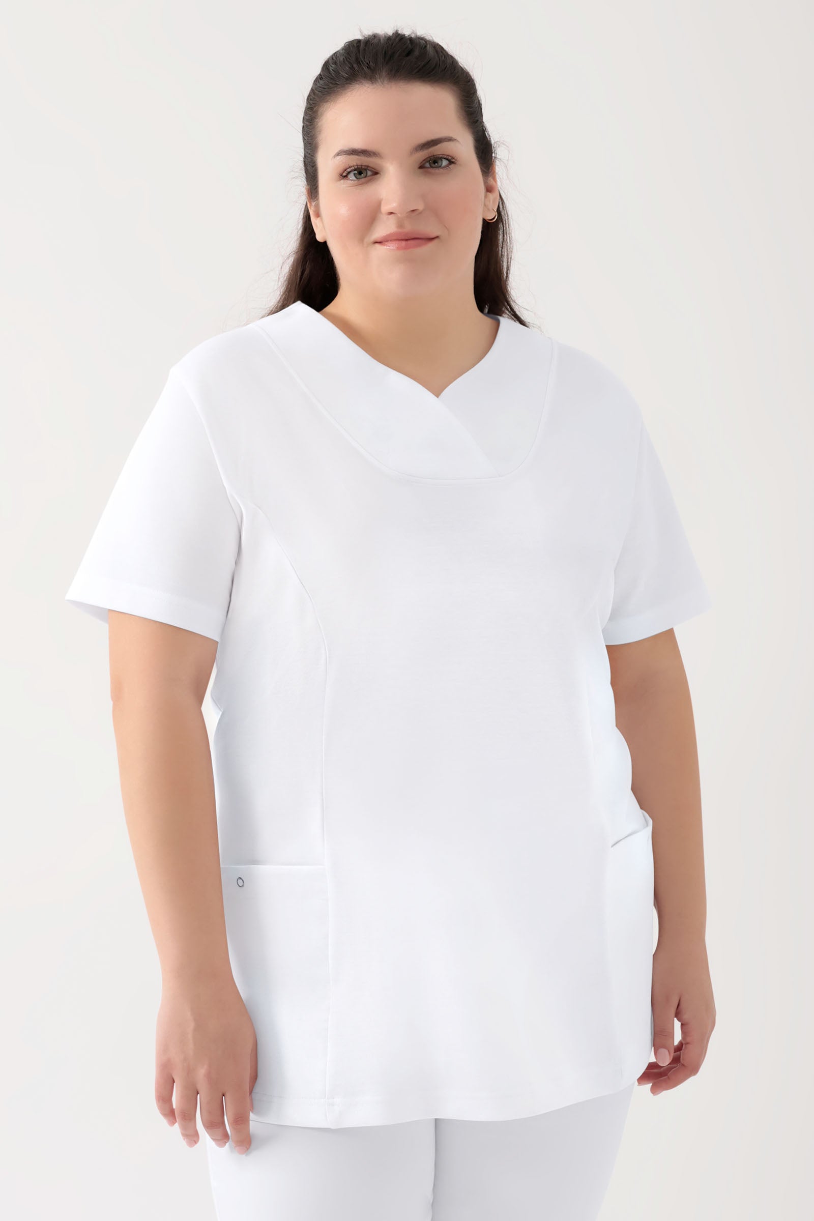 COMFY FLEX stretch oversteektuniek dames - hartvormige hals wit