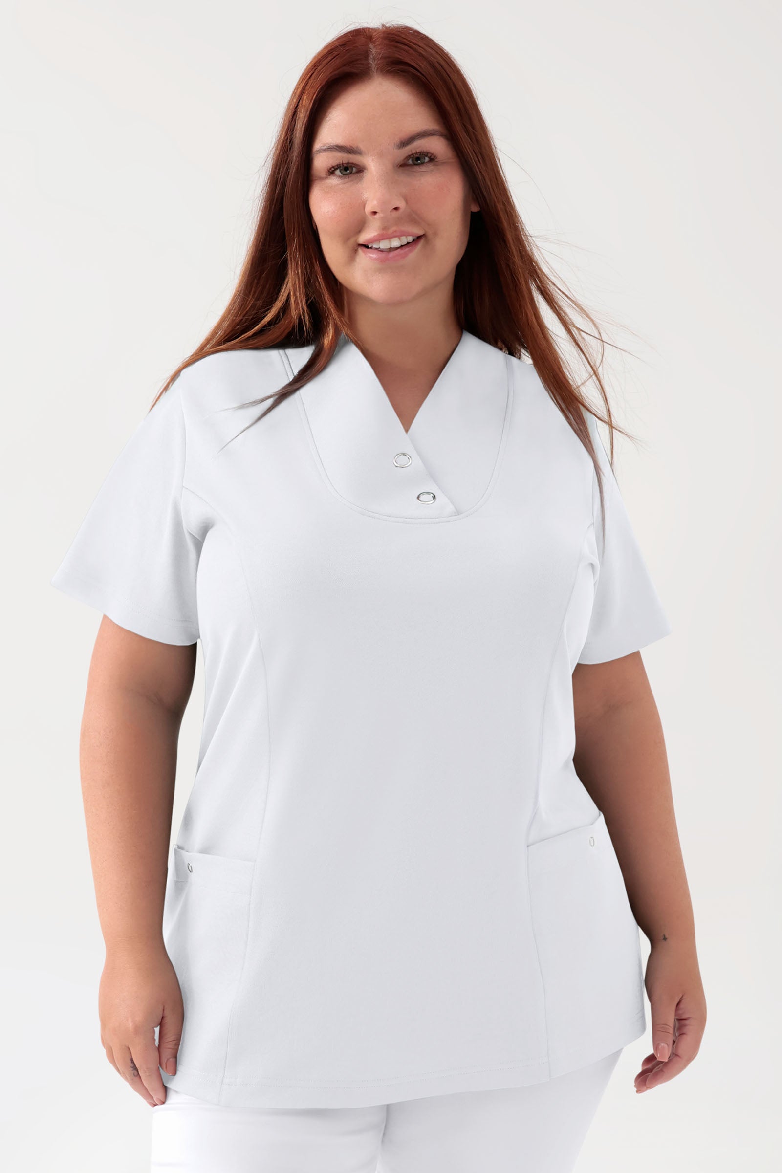 COMFY FLEX stretch oversteektuniek dames - met drukknopen wit