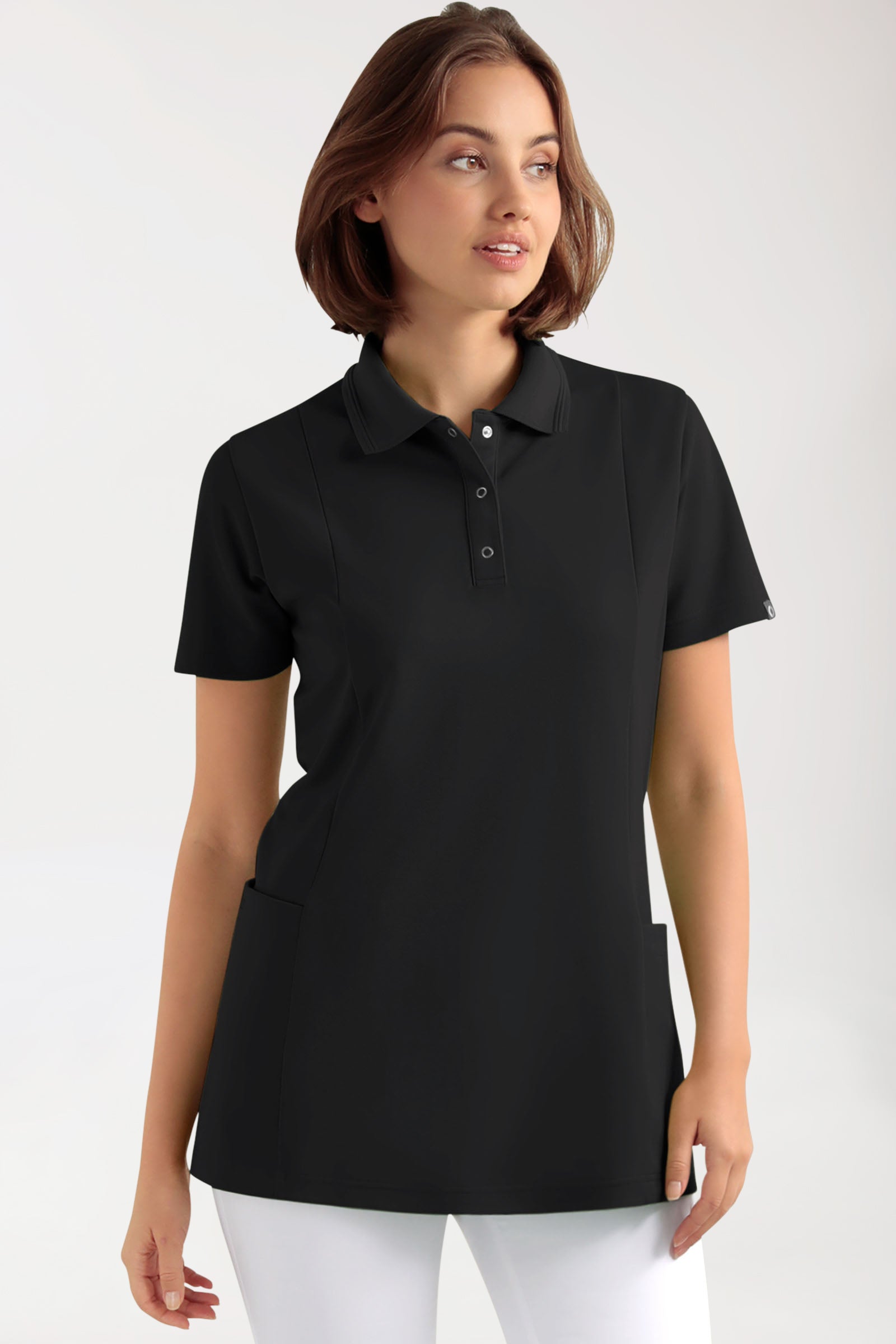 COMFY FLEX Stretch oversteektuniek dames - polokraag zwart