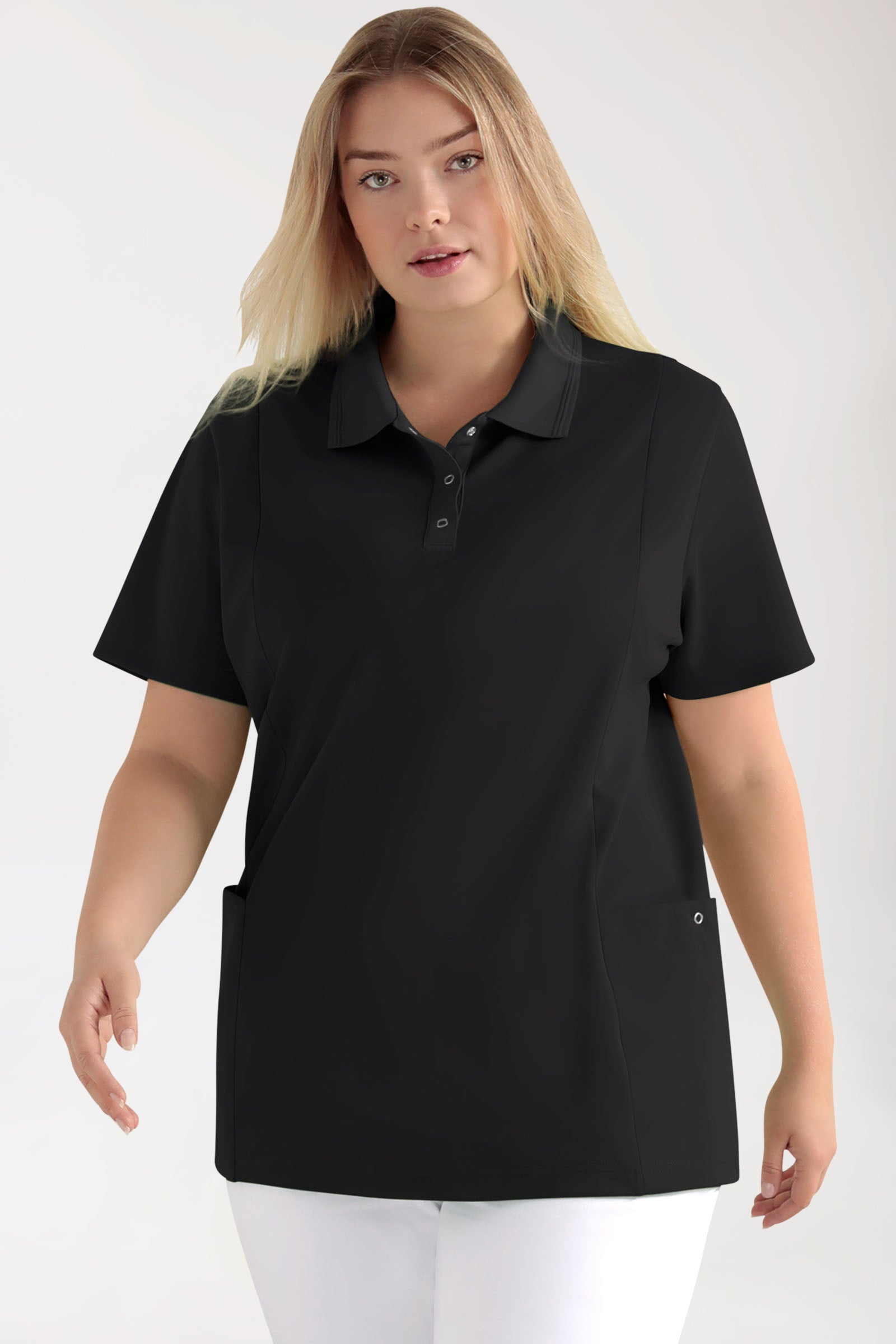 COMFY FLEX Stretch oversteektuniek dames - polokraag zwart
