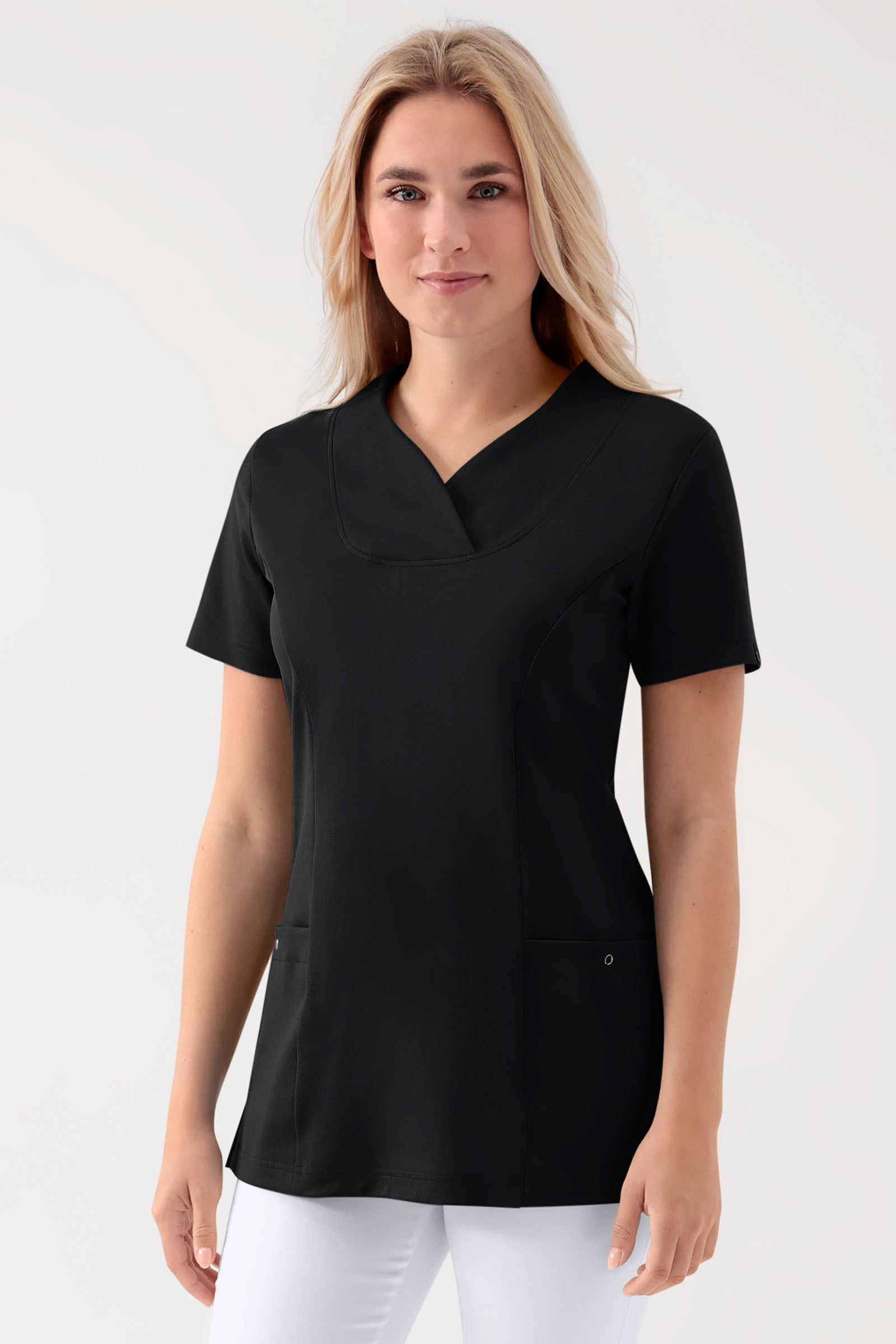 COMFY FLEX stretch oversteektuniek dames - hartvormige hals zwart