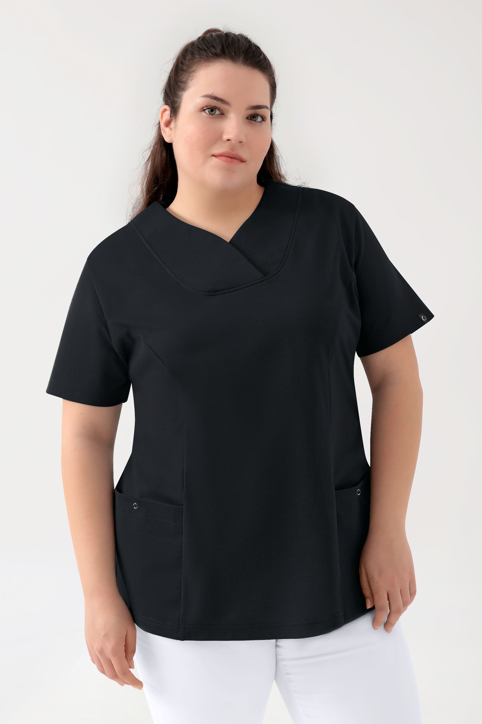 COMFY FLEX stretch oversteektuniek dames - hartvormige hals zwart