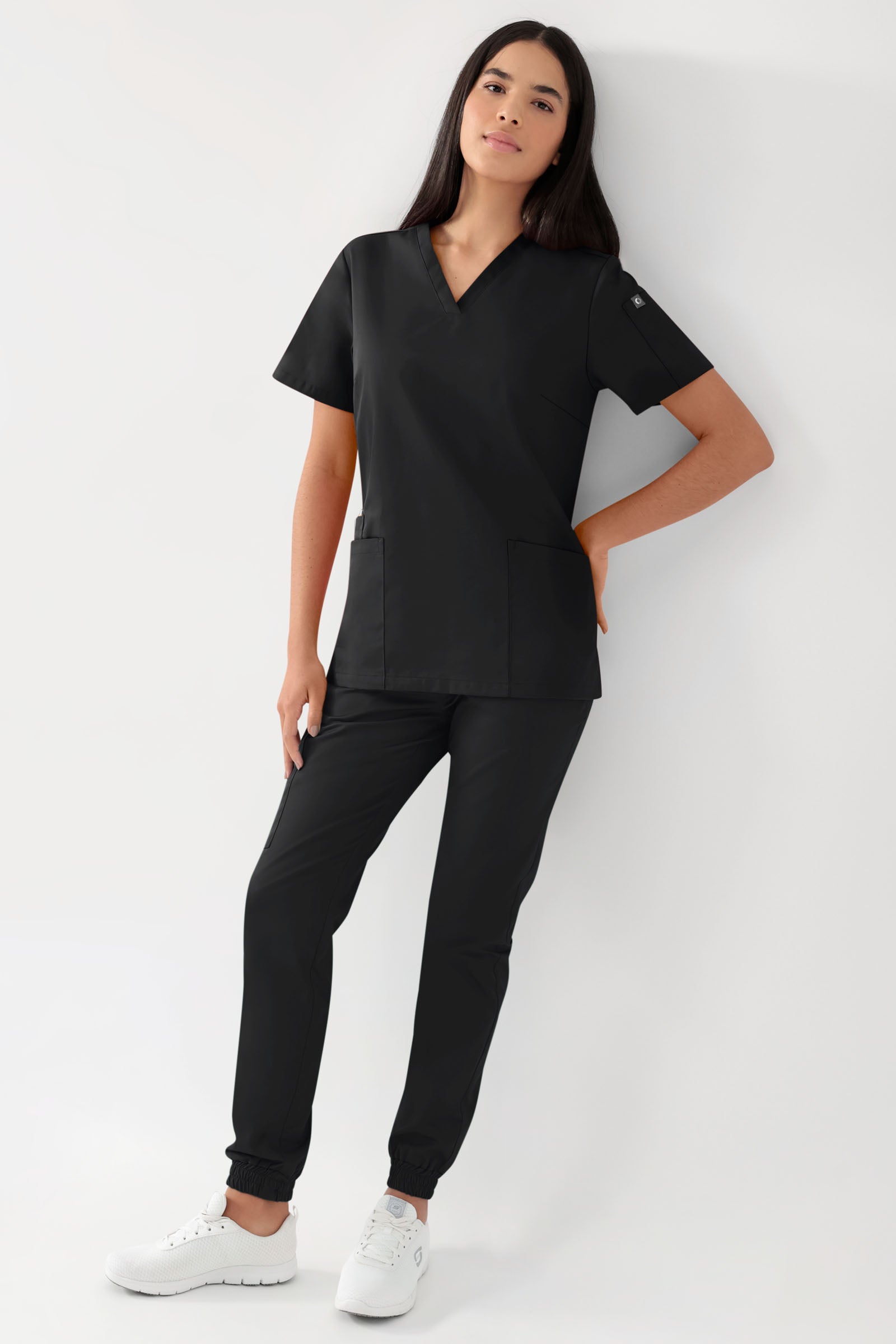 GREEN Stretch oversteektuniek dames - V-hals zwart