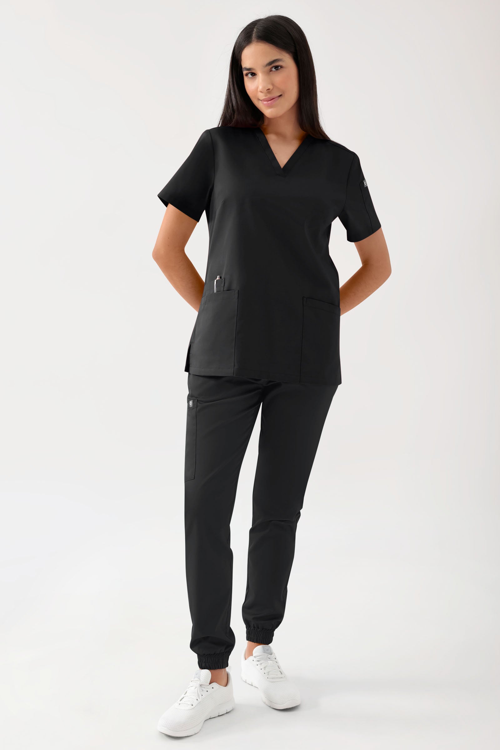 GREEN Stretch oversteektuniek dames - V-hals zwart