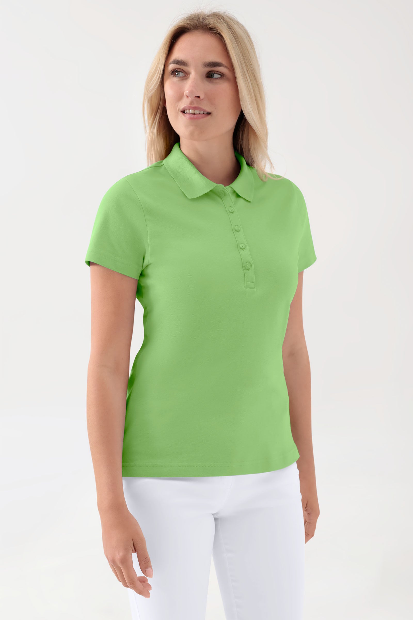 Stretch shirt dames - polokraag appelgroen