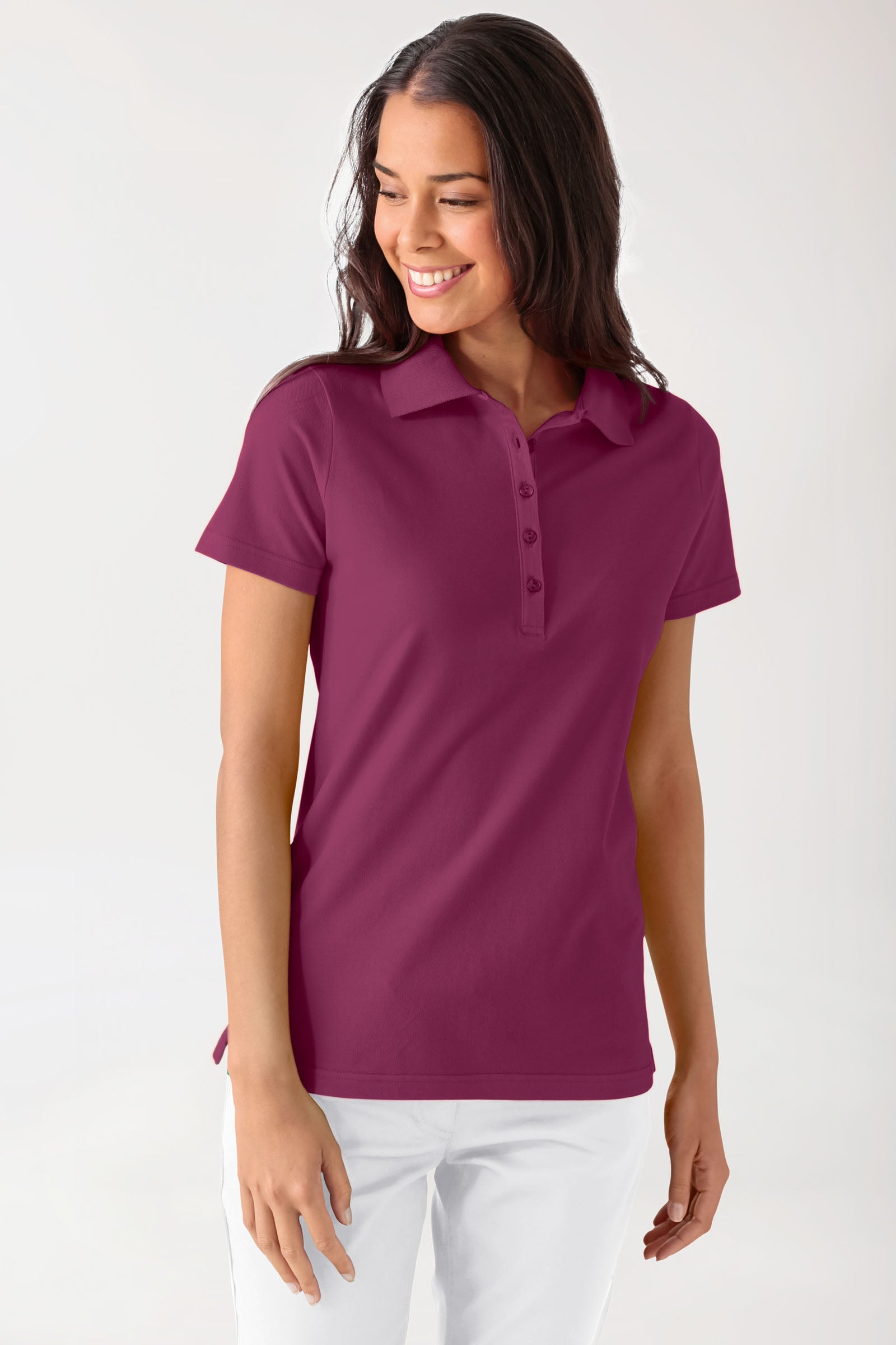 Stretch shirt dames - polokraag berry