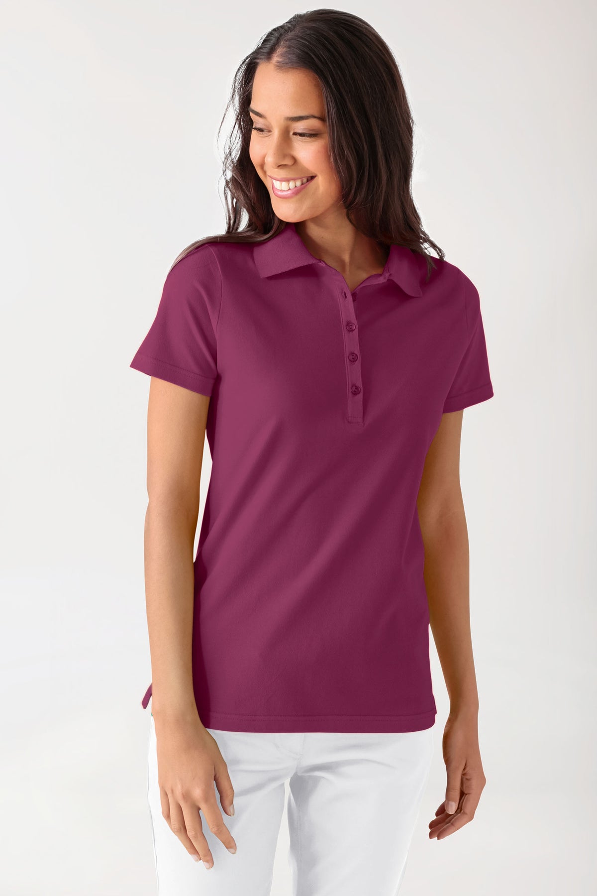 Stretch shirt dames - polokraag berry