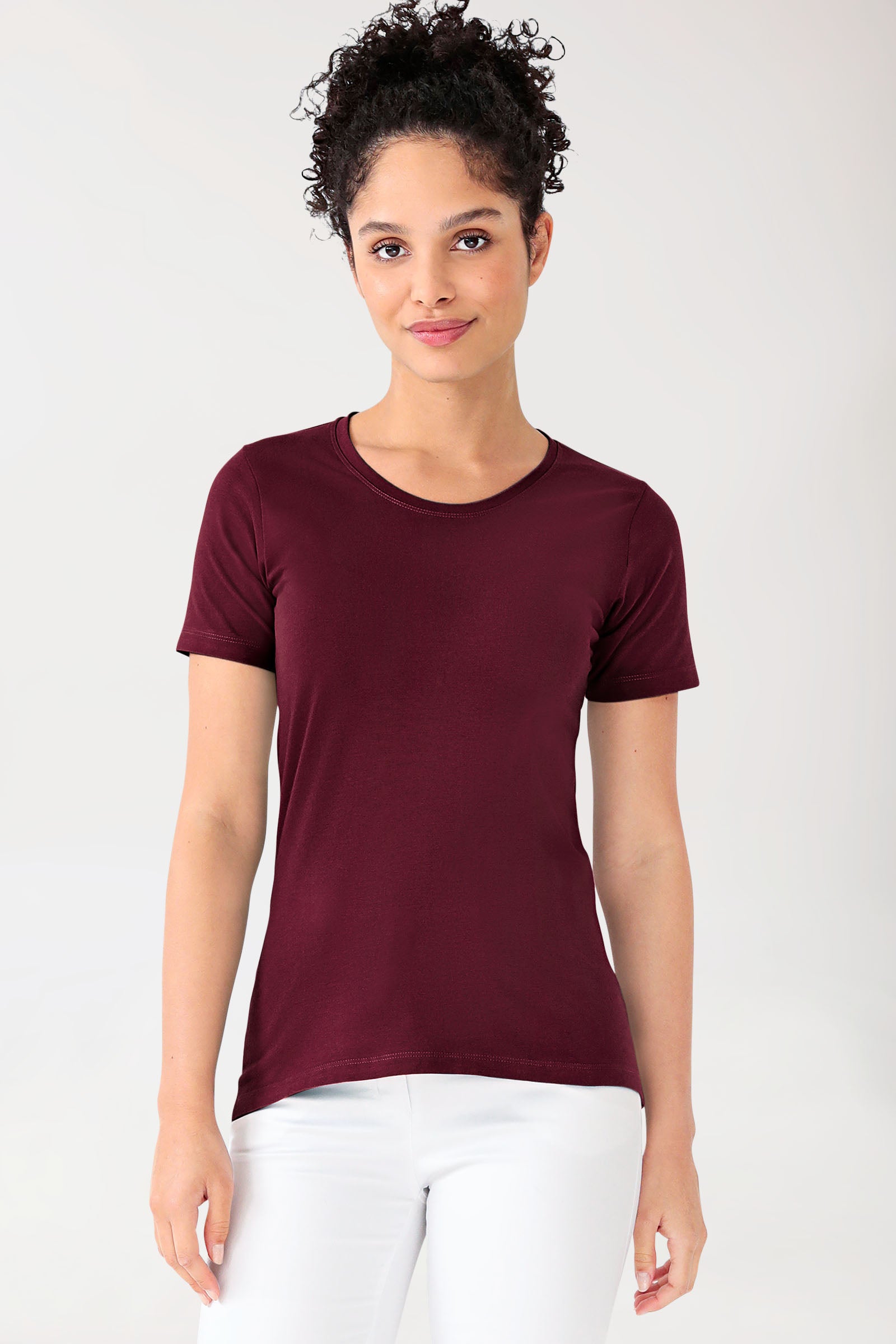 CORE shirt dames - ronde hals bordeaux, Voorzijde view