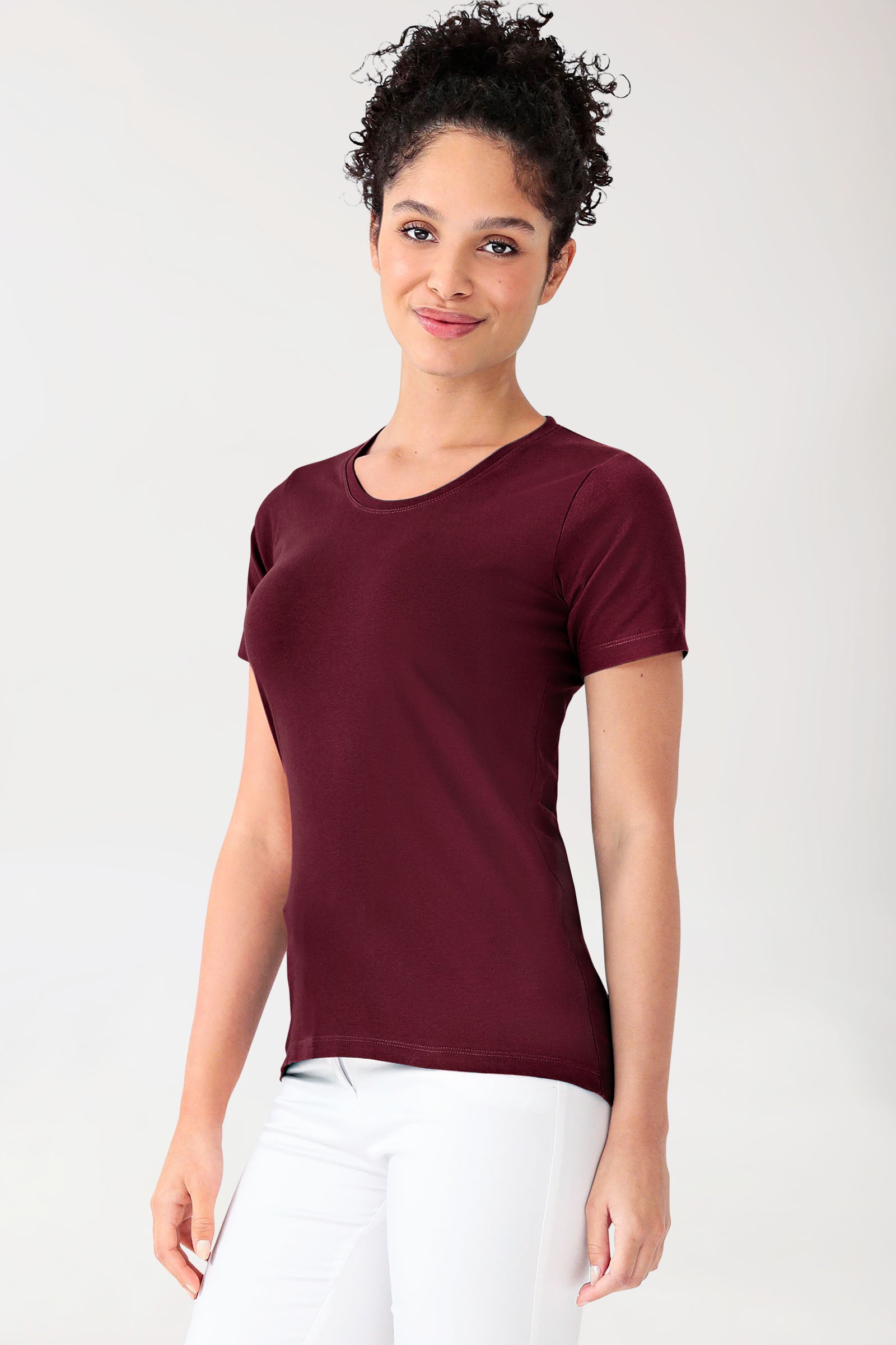 CORE shirt dames - ronde hals bordeaux, Voorzijde view