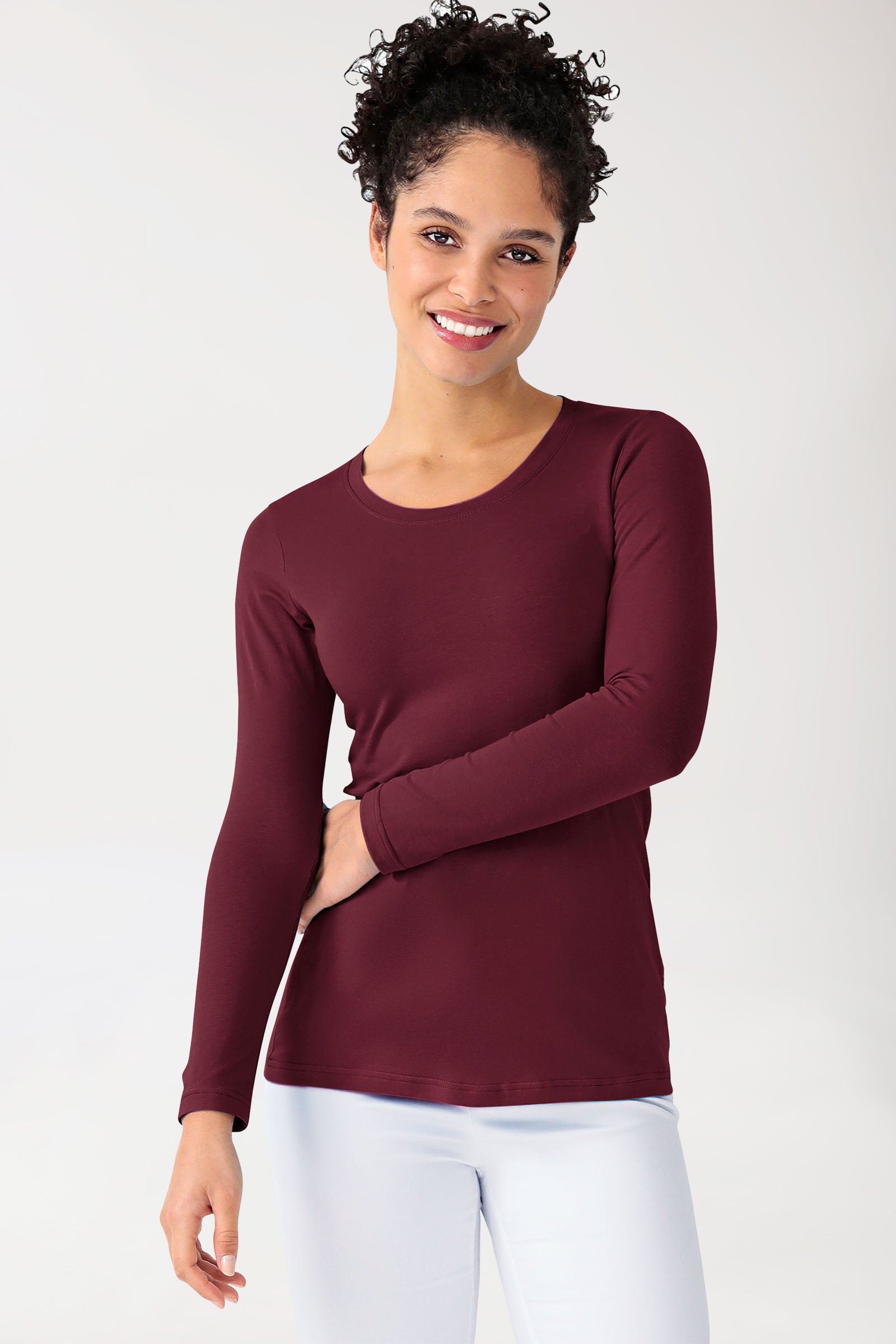 CORE shirt dames - 1/1 arm bordeaux, Voorzijde view