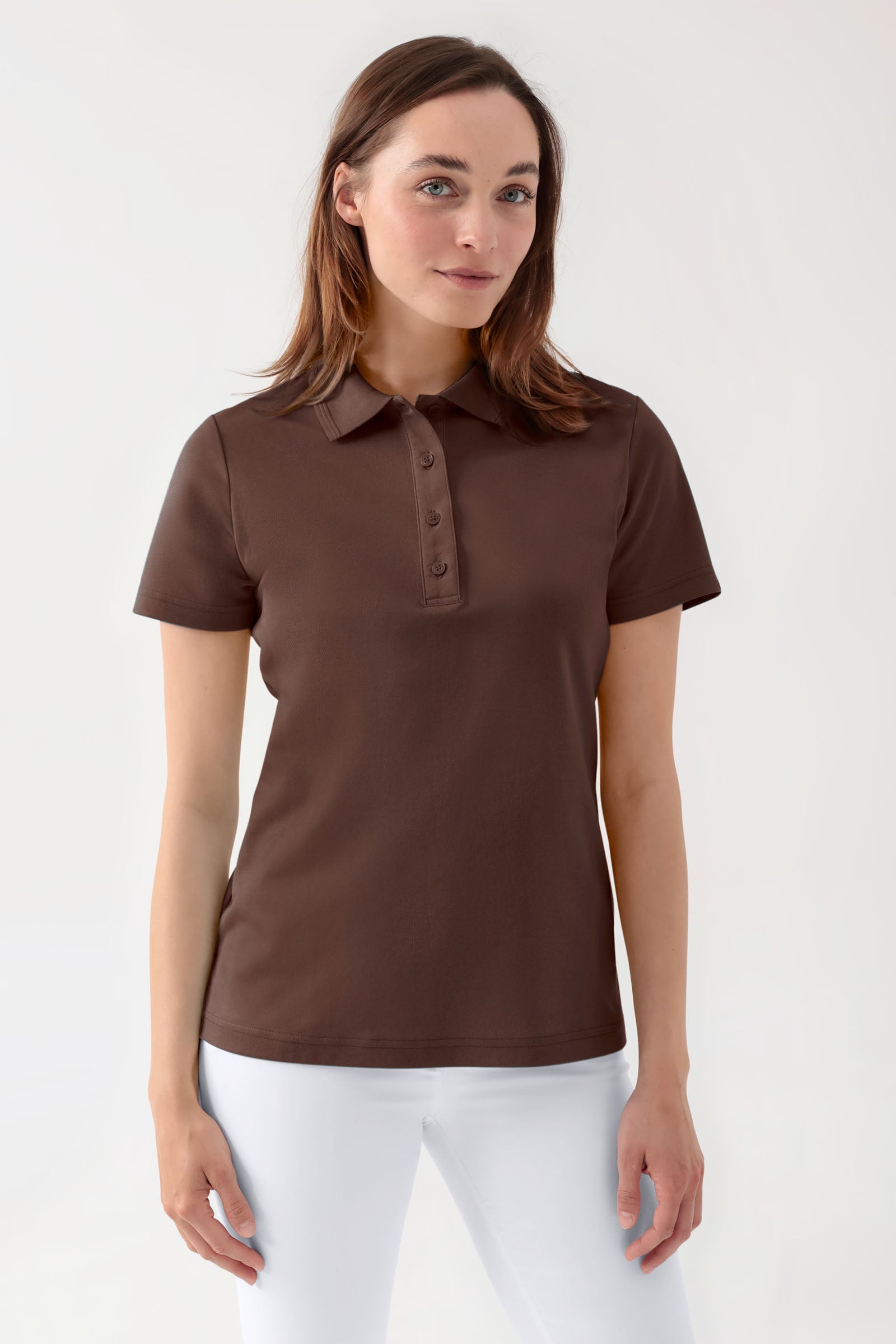 COMFY FLEX stretch shirt dames - polokraag coffee