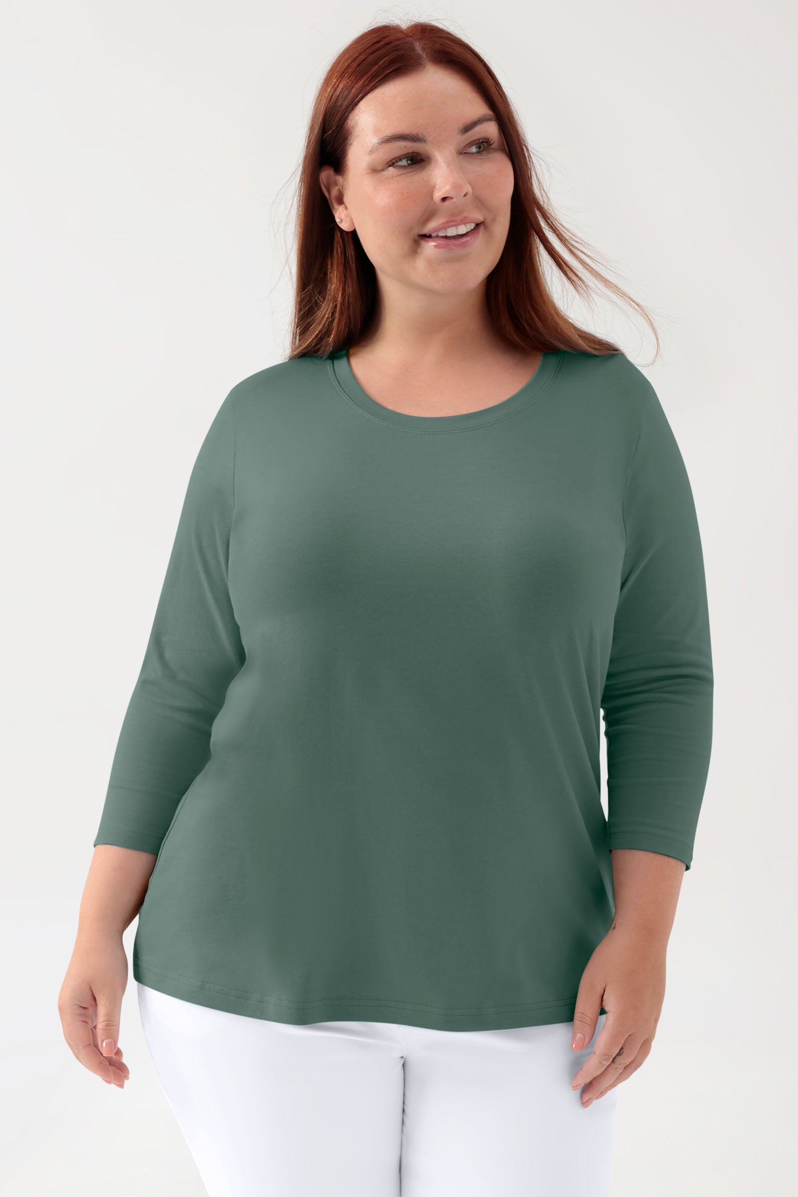 CORE shirt dames - 3/4 arm donkergroen