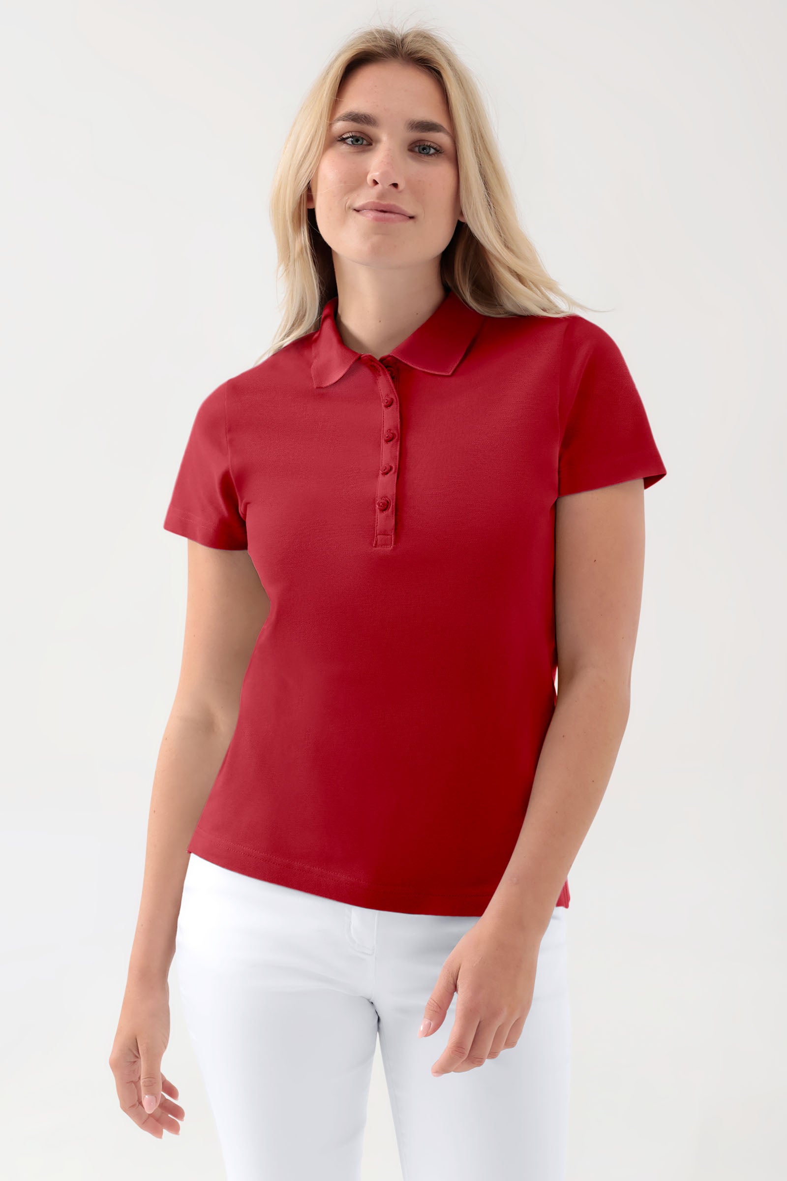 Stretch shirt dames - polokraag rood
