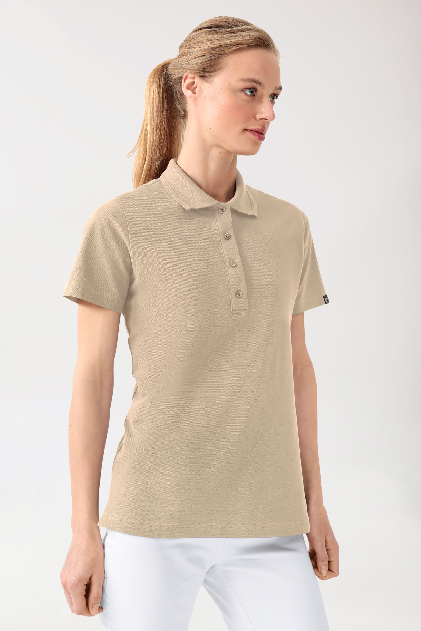 COMFY FLEX stretch shirt dames - polokraag zand