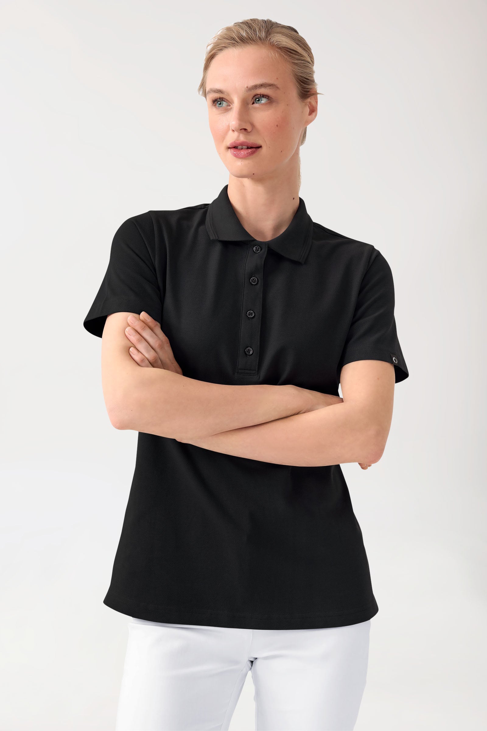 COMFY FLEX stretch shirt dames - polokraag zwart