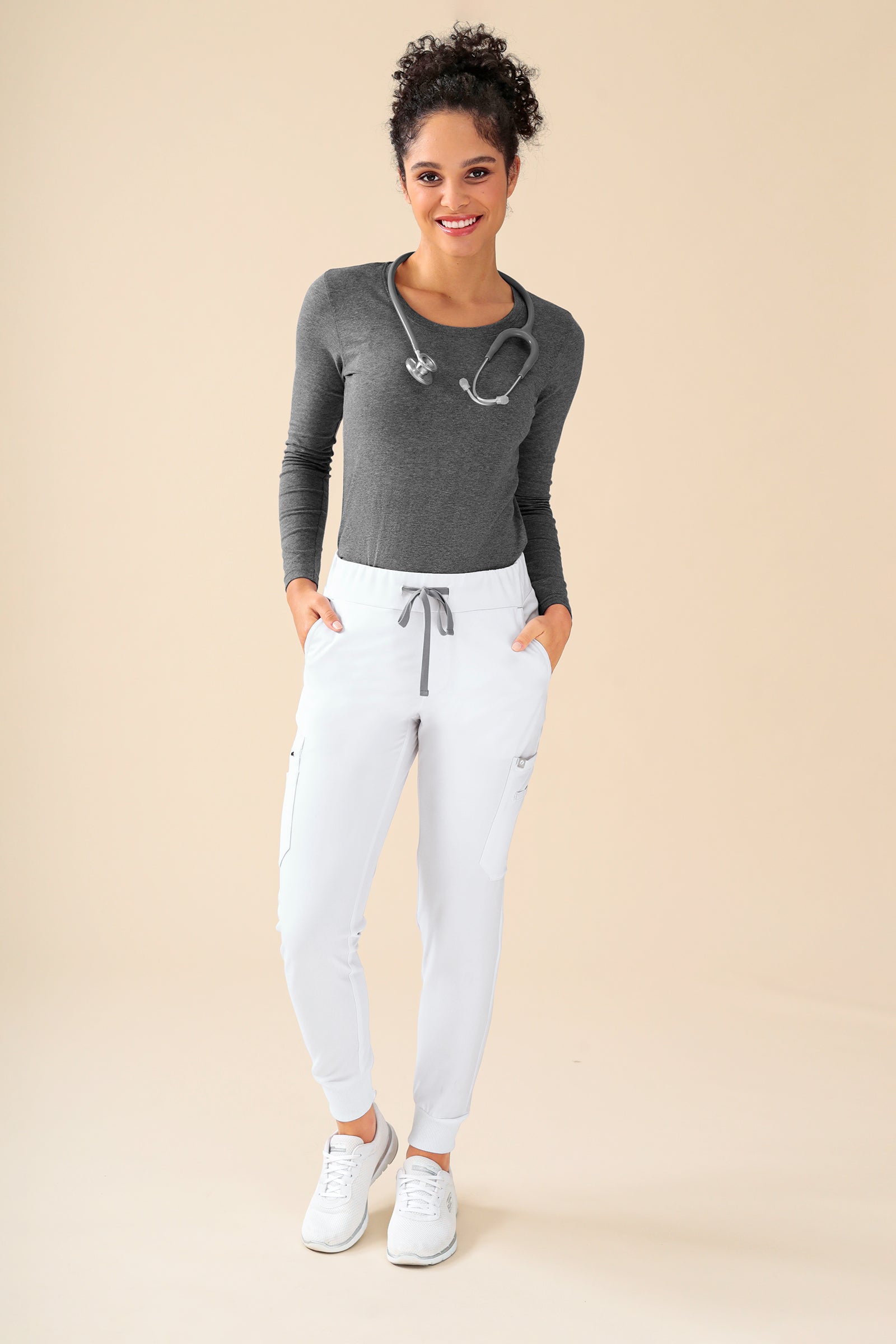 KAERE shirt dames - lange mouw donkergrijs melange