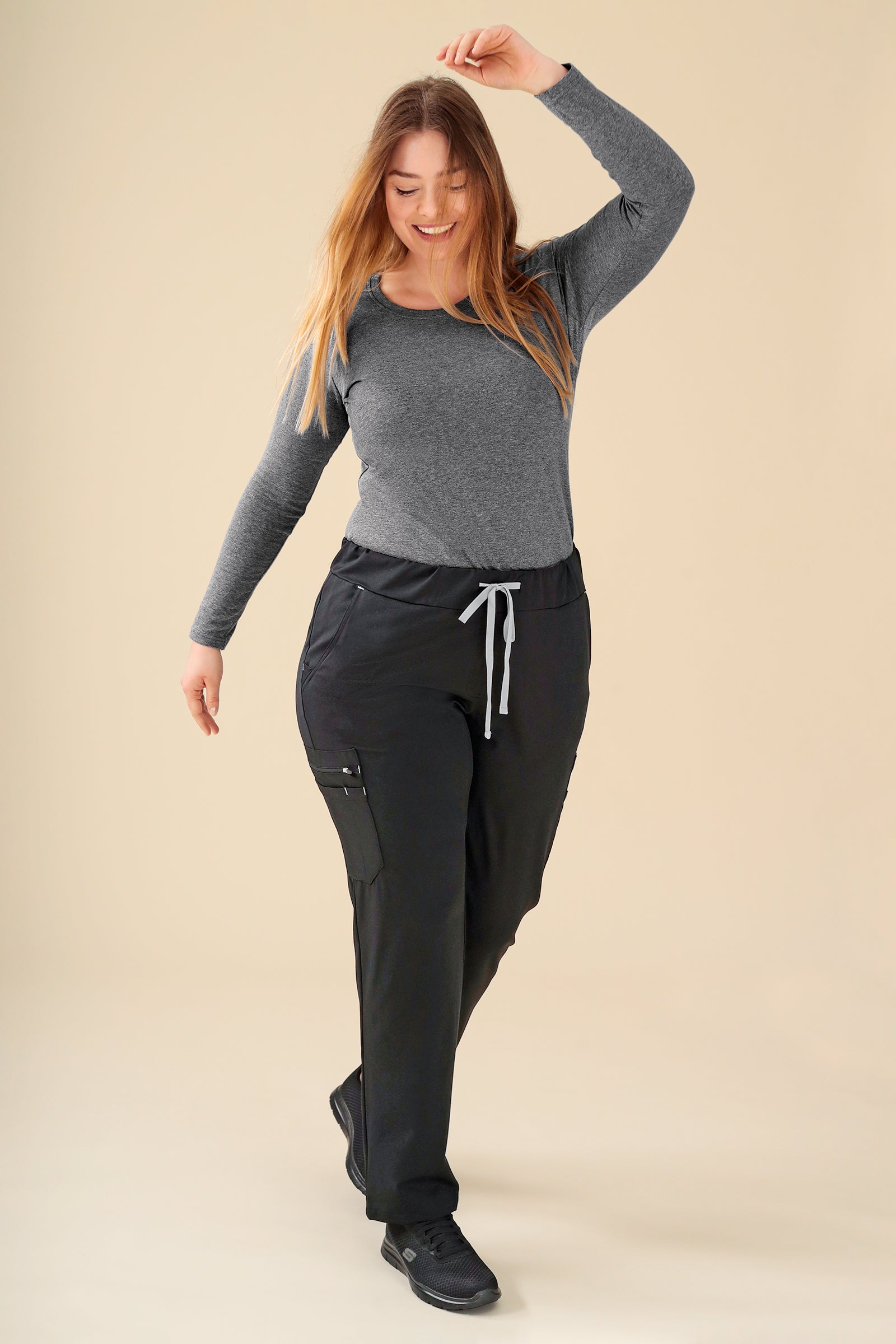 KAERE shirt dames - lange mouw donkergrijs melange