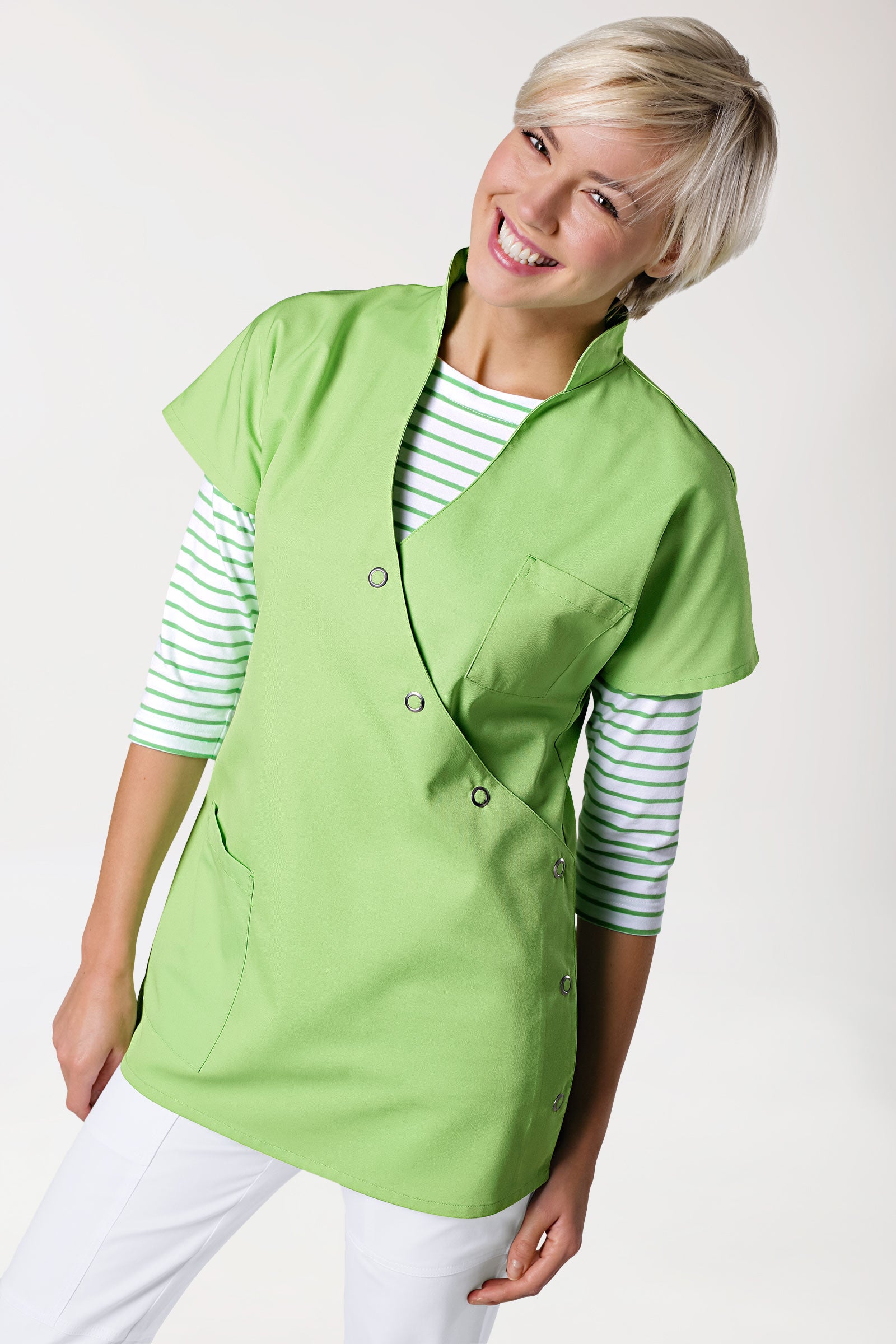 JUST STRONG tuniek dames - drukknoopsluiting appelgroen