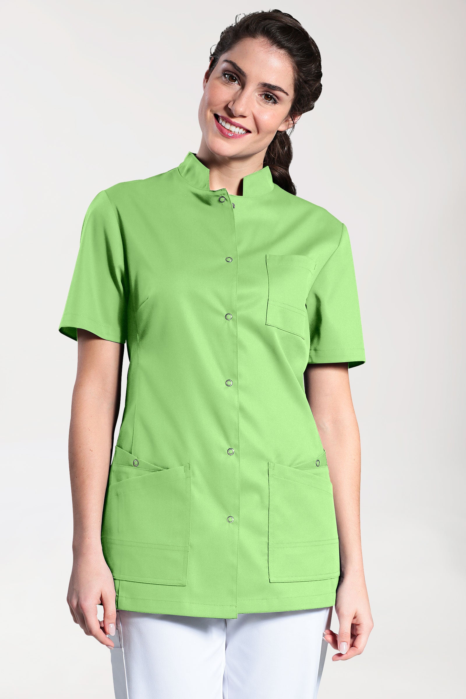 CLINIC STRETCH tuniek dames - knoopsluiting appelgroen