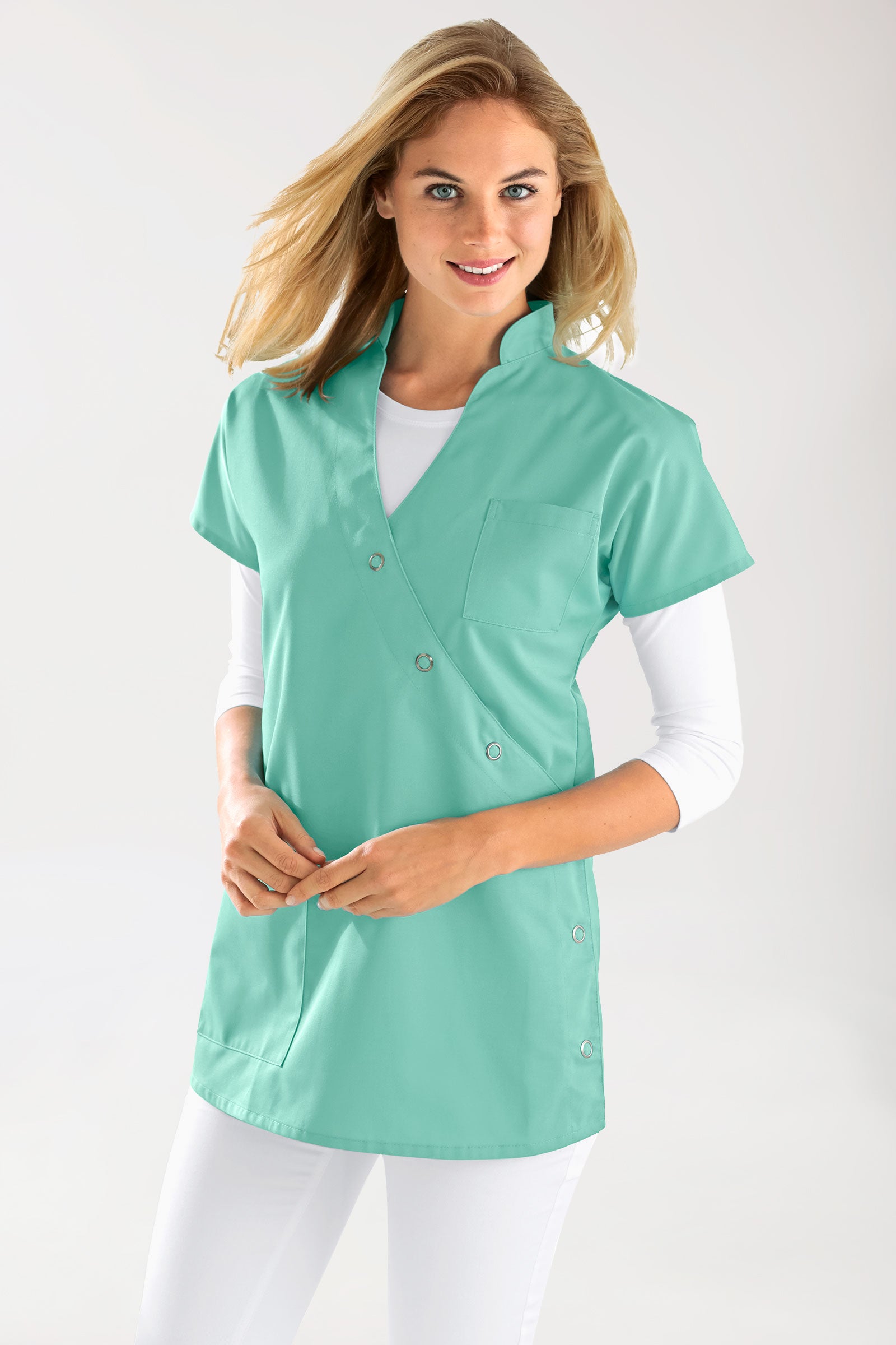 JUST STRONG tuniek dames - drukknoopsluiting aqua green