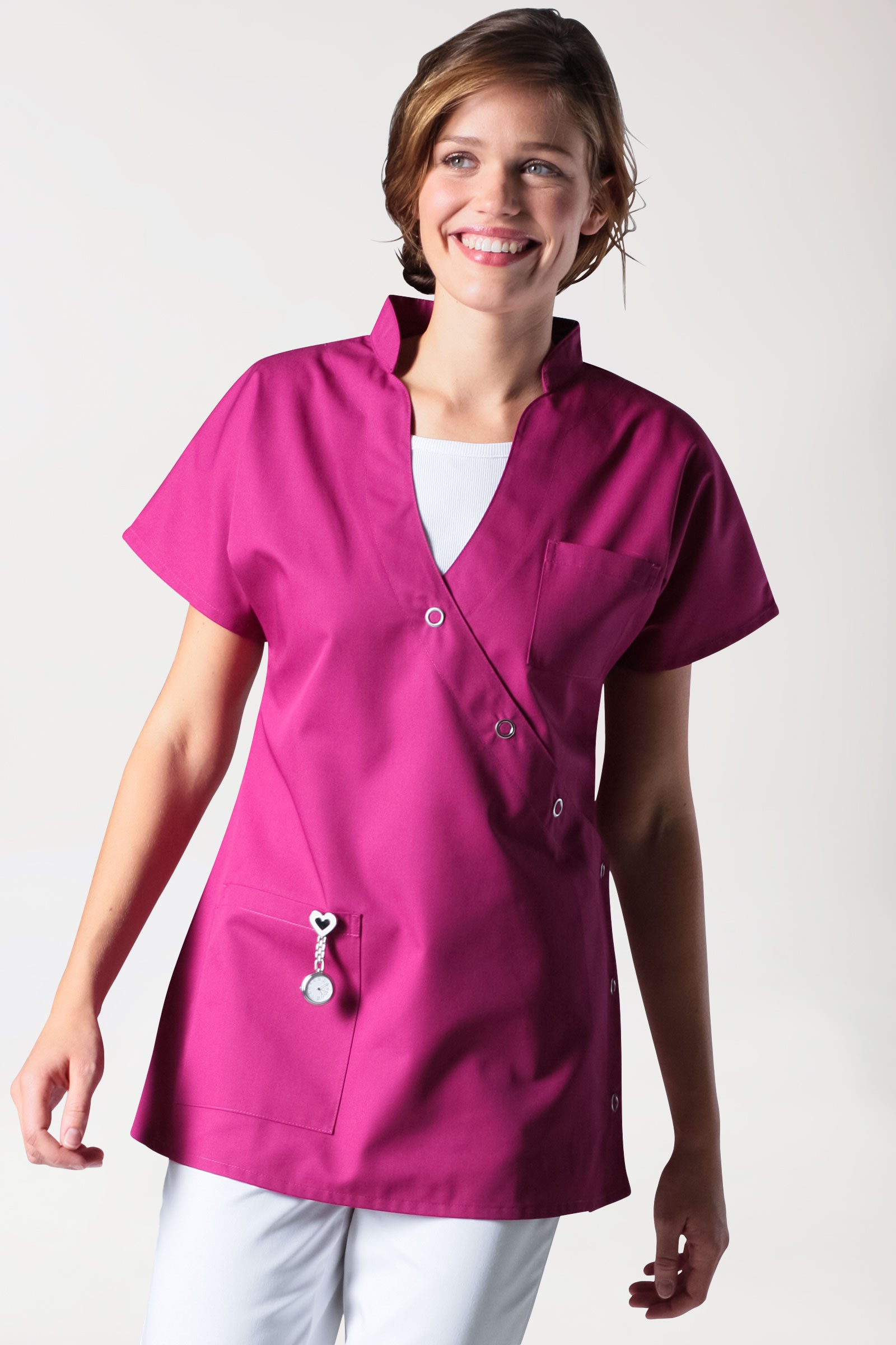 JUST STRONG tuniek dames - drukknoopsluiting berry