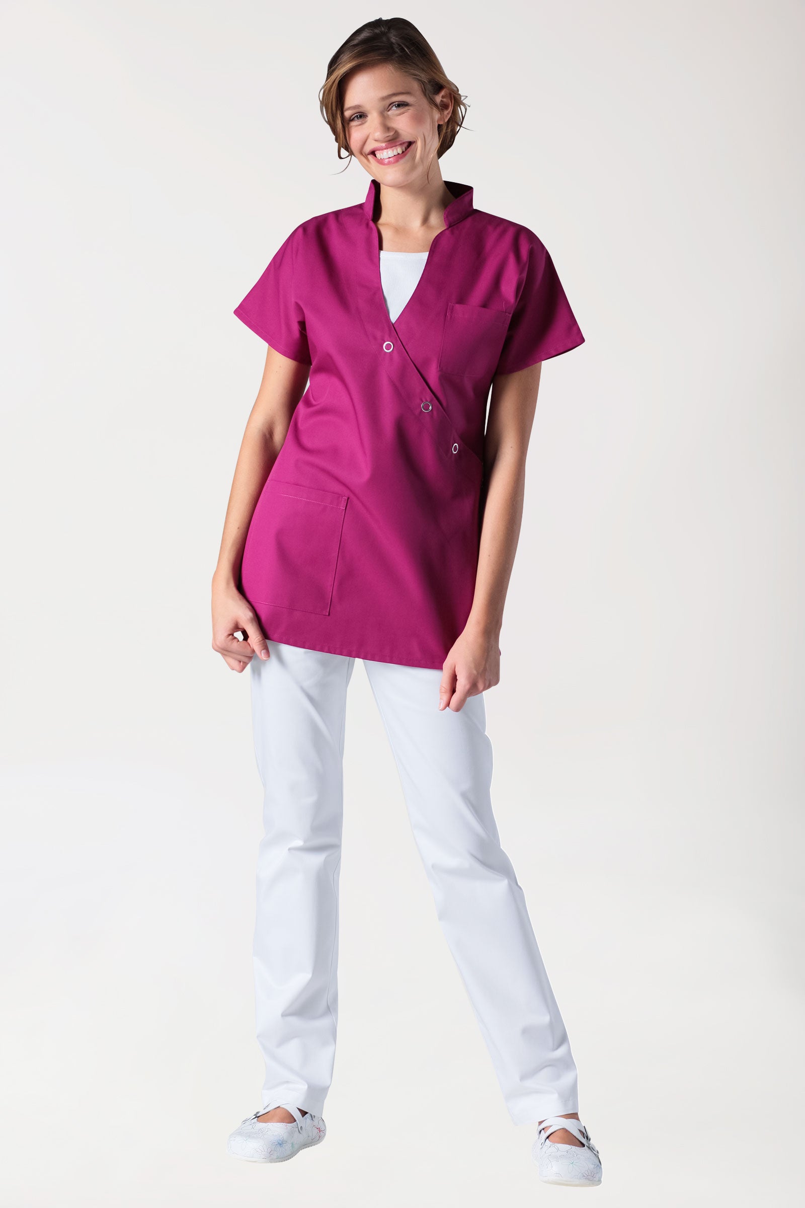 JUST STRONG tuniek dames - drukknoopsluiting berry