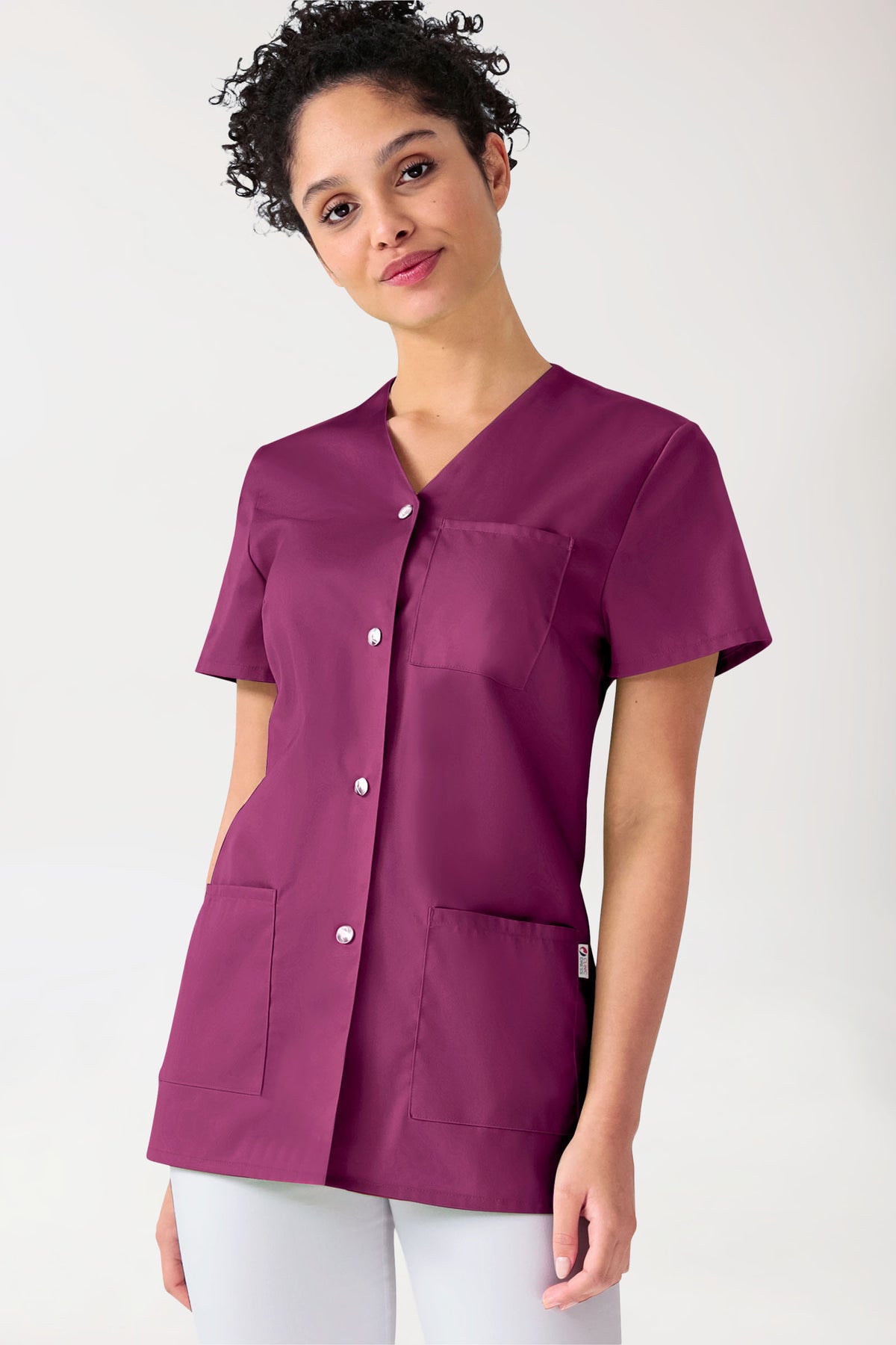 Beauty tuniek dames - met knoopsluiting berry