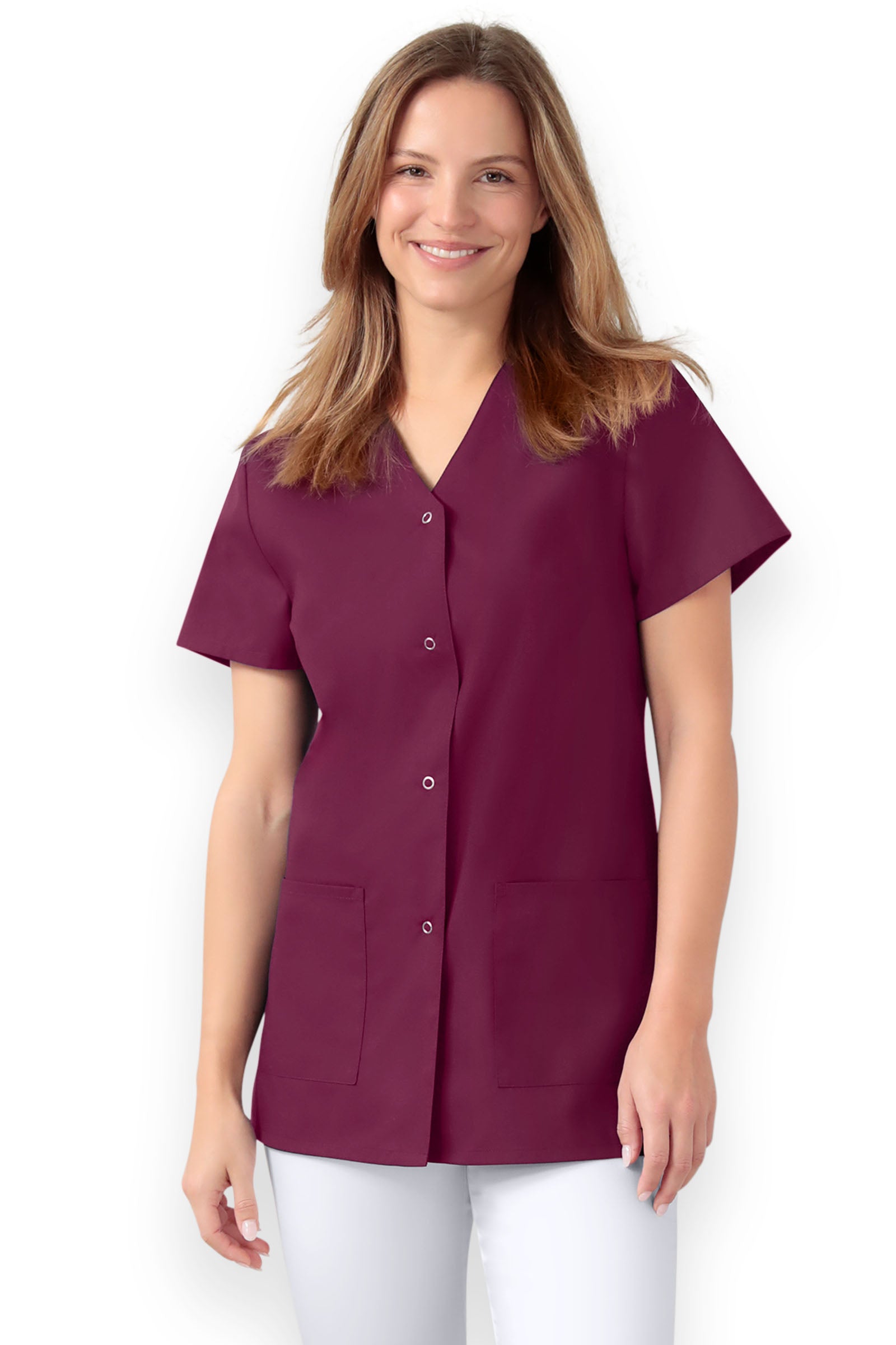 Stretch tuniek dames - met knoopsluiting berry